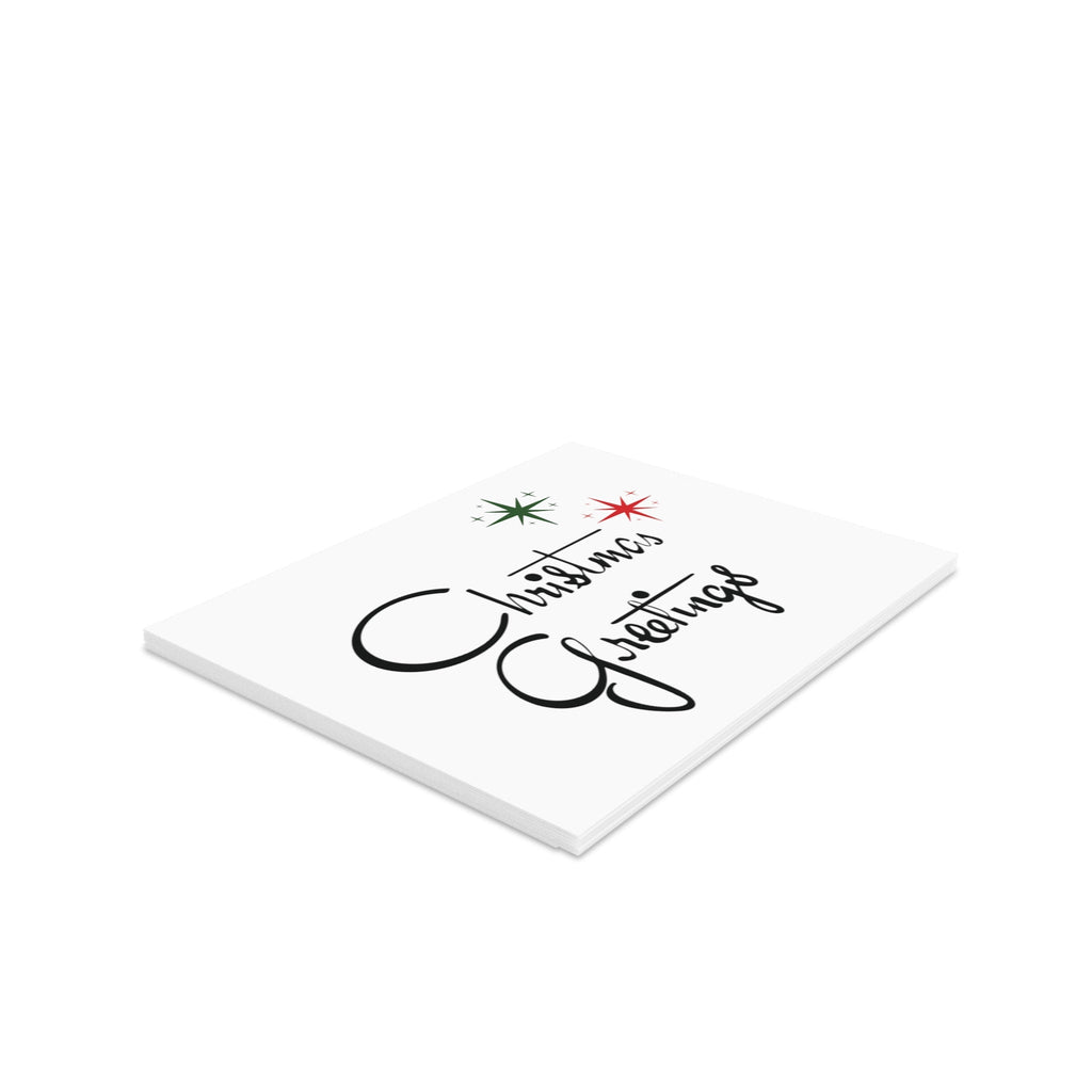 Christmas Greetings Starburst Atomic Mid Century Retro Christmas Style Matte Greeting Cards (8, 16, and 24 pcs)