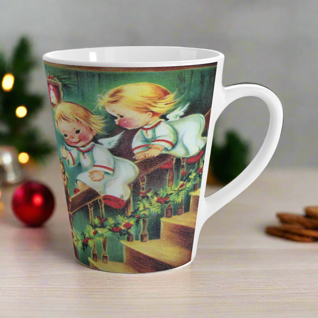 Little Christmas Angels Mid Century Retro Latte Coffee Mug