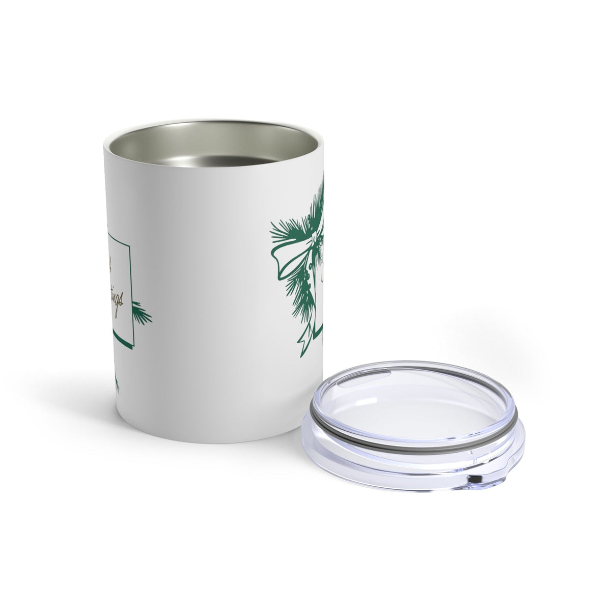 Season's Greetings Holly Mid Century Retro Christmas Print Stainless Steel Tumbler 10oz