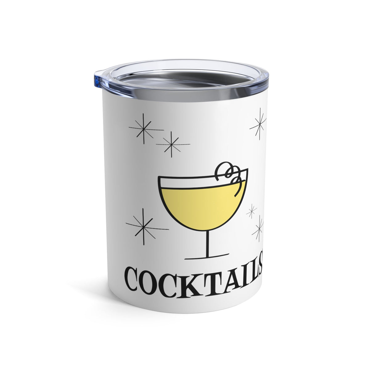 Cocktails Mid Century Retro Style Stainless Steel Tumbler 10oz