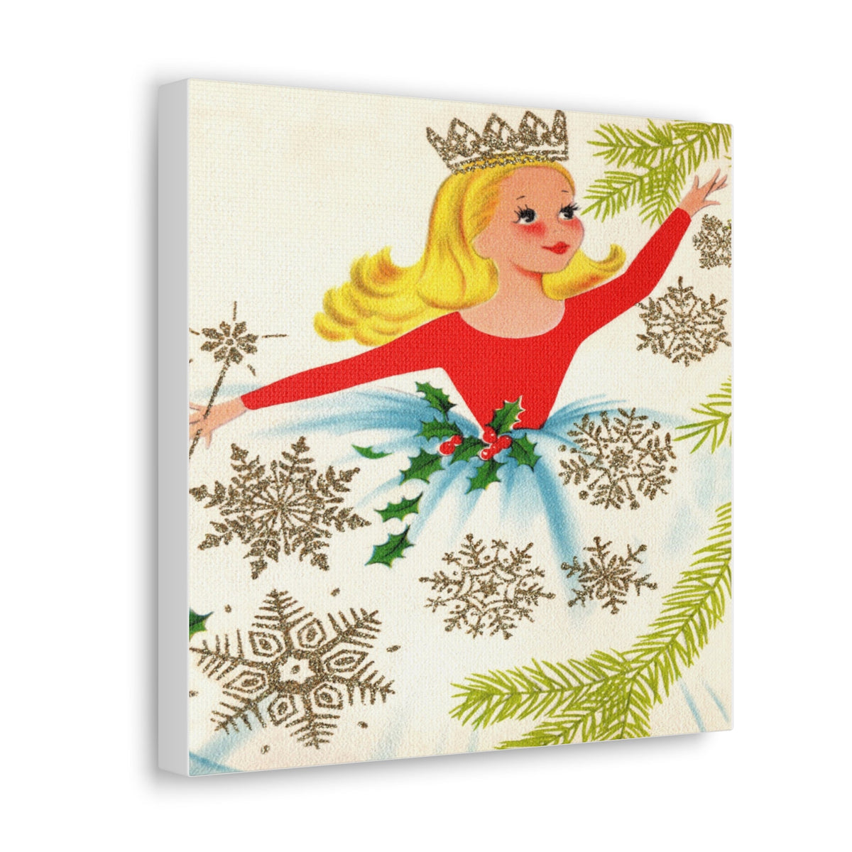Christmas Fairy 50s Mid Century Retro Christmas Print Canvas Gallery Wrap