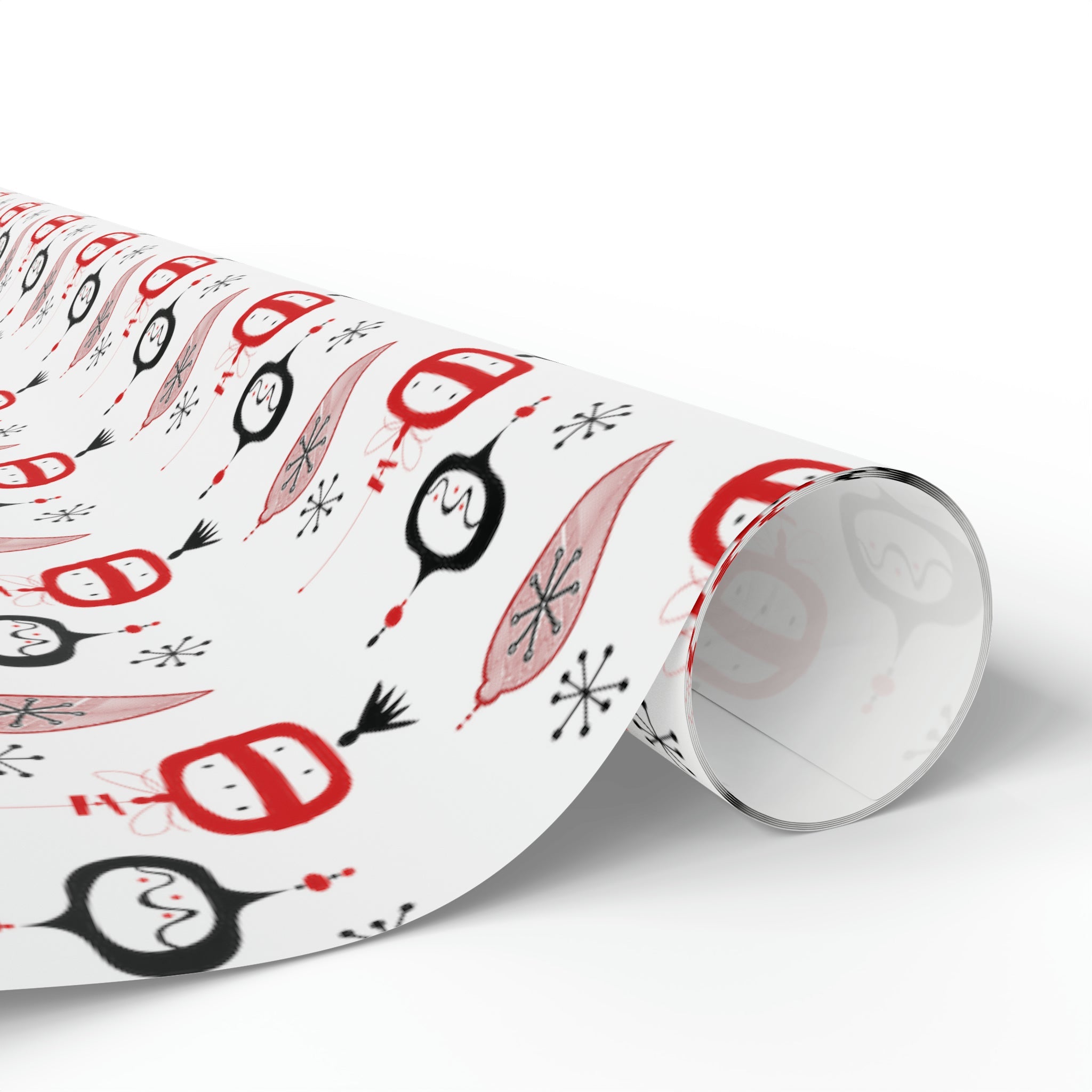 Retro Christmas Ornaments Mid Century Retro Christmas Print Holiday Gift Wrap Paper - Glossy Or Matte