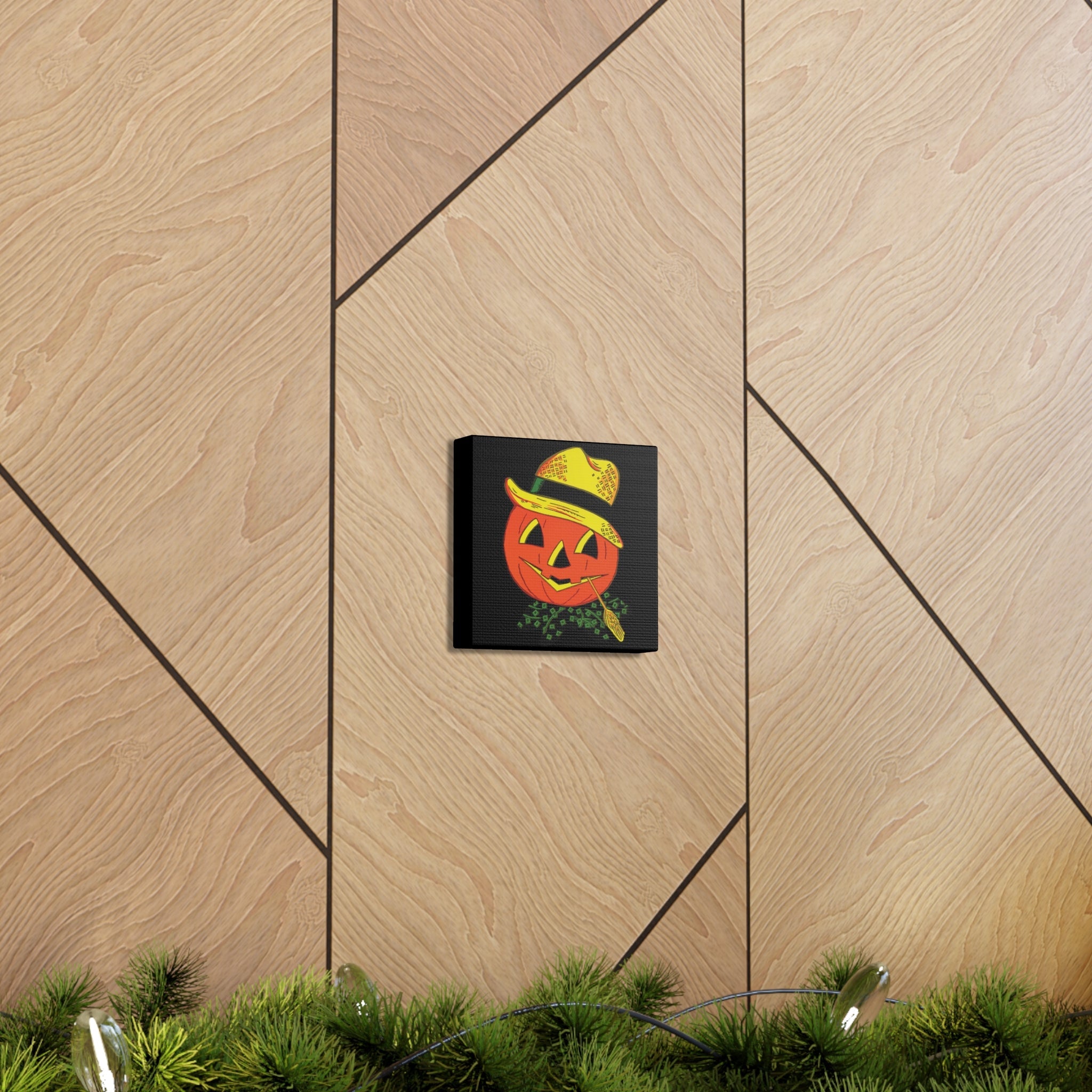 Halloween Scarecrow Retro Halloween Decor Print Canvas Gallery Wrap