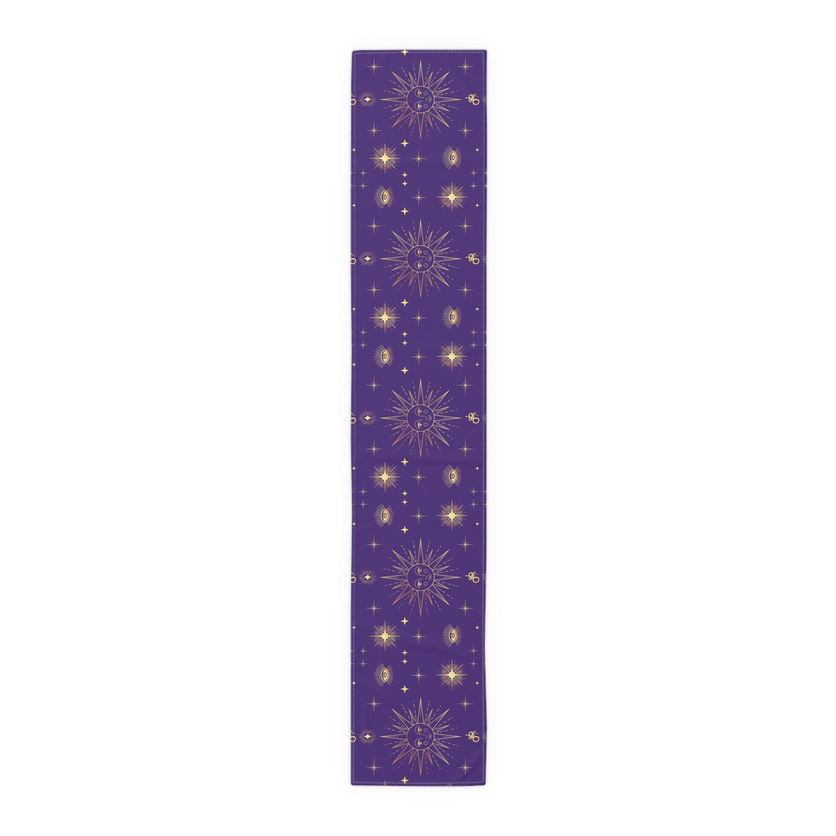 Celestial Gold Sun Stars Tarot Purple Cotton Poly Table Runner