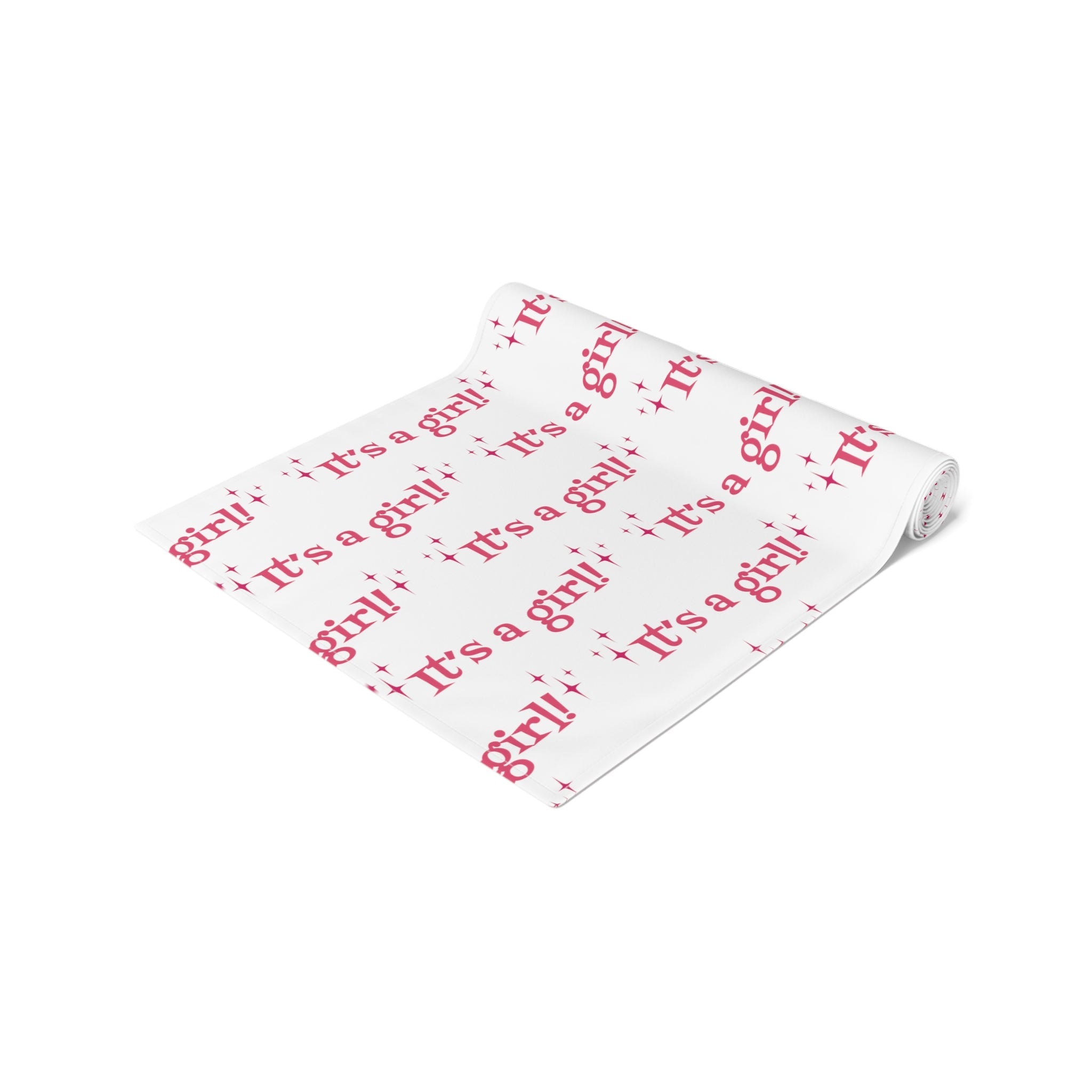 It's A Girl Starburst Atomic Mid Century Retro Style Baby Shower Table Runner - Cotton Or Polyester
