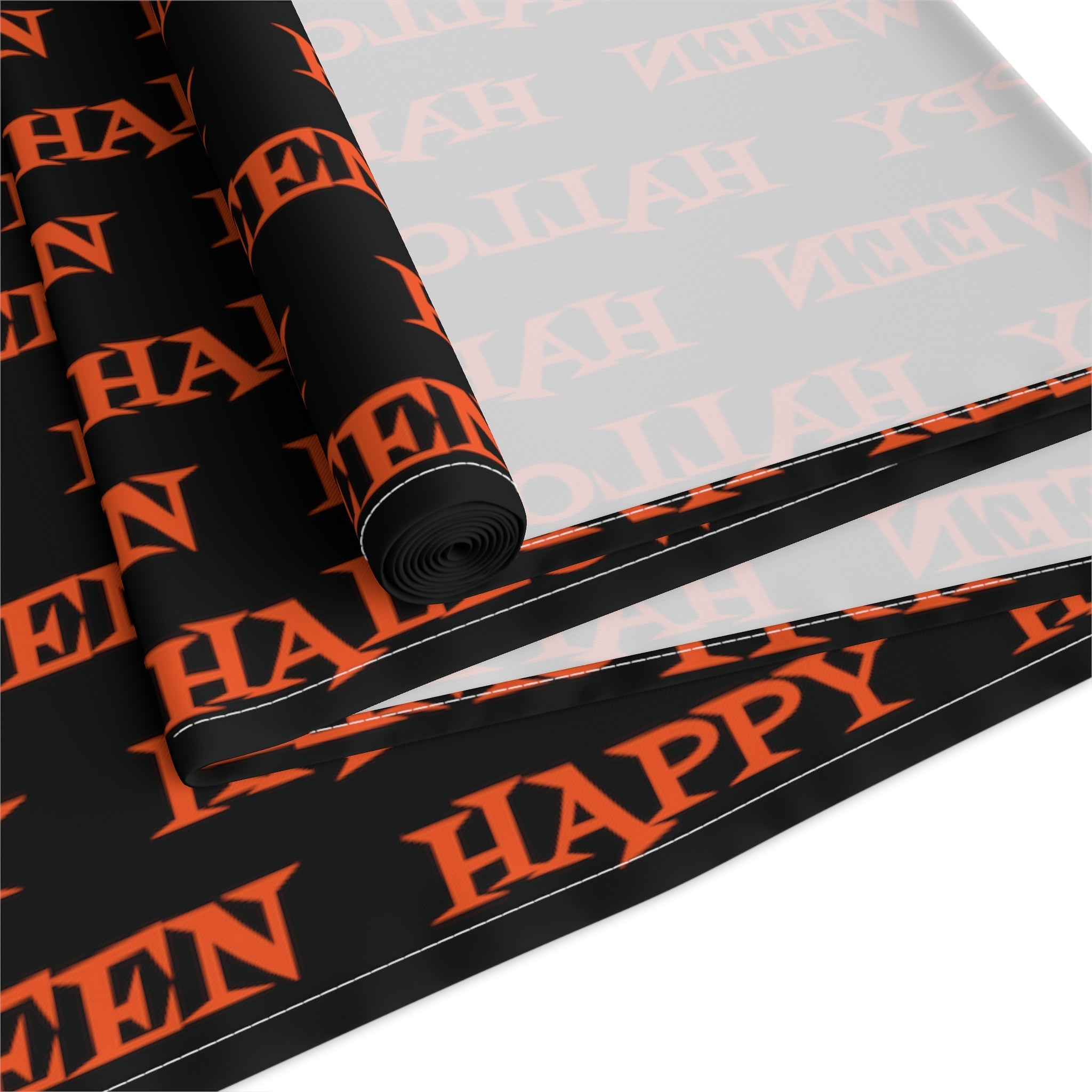 Happy Halloween Atomic Mid Century Retro Style Fall Autumn Halloween Decor Cotton Poly Table Runner