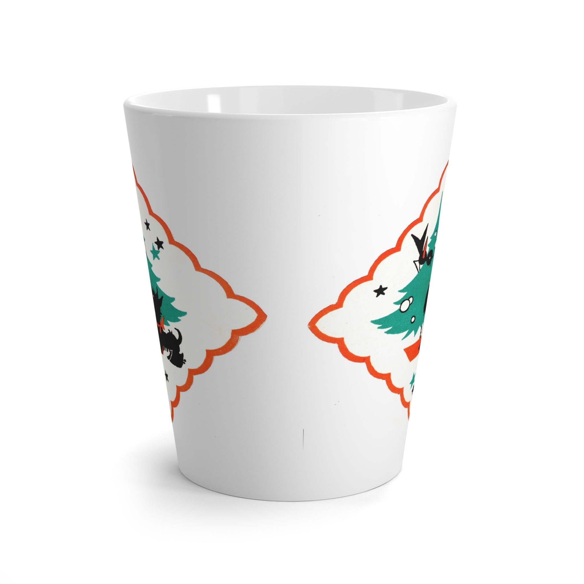 Christmas Scottie Dog Retro Christmas Print Latte Coffee Mug