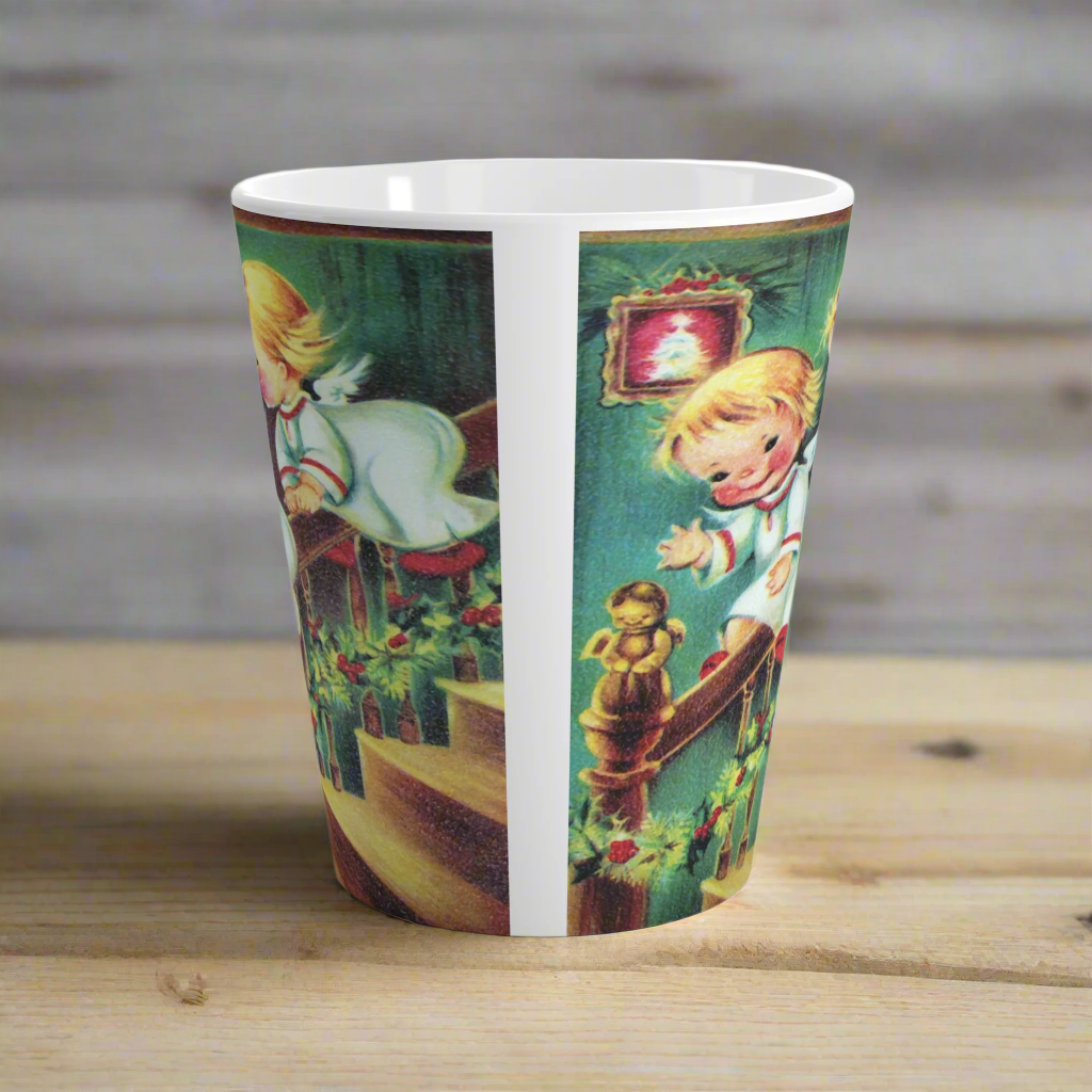 Little Christmas Angels Mid Century Retro Latte Coffee Mug