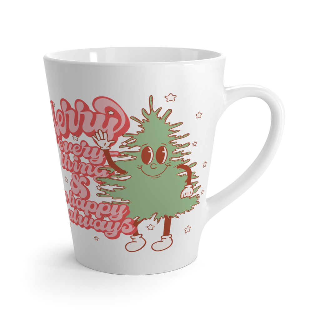 Merry Everything And Happy Always Cute Christmas Tree Retro Style Christmas Print Latte Coffee Mug