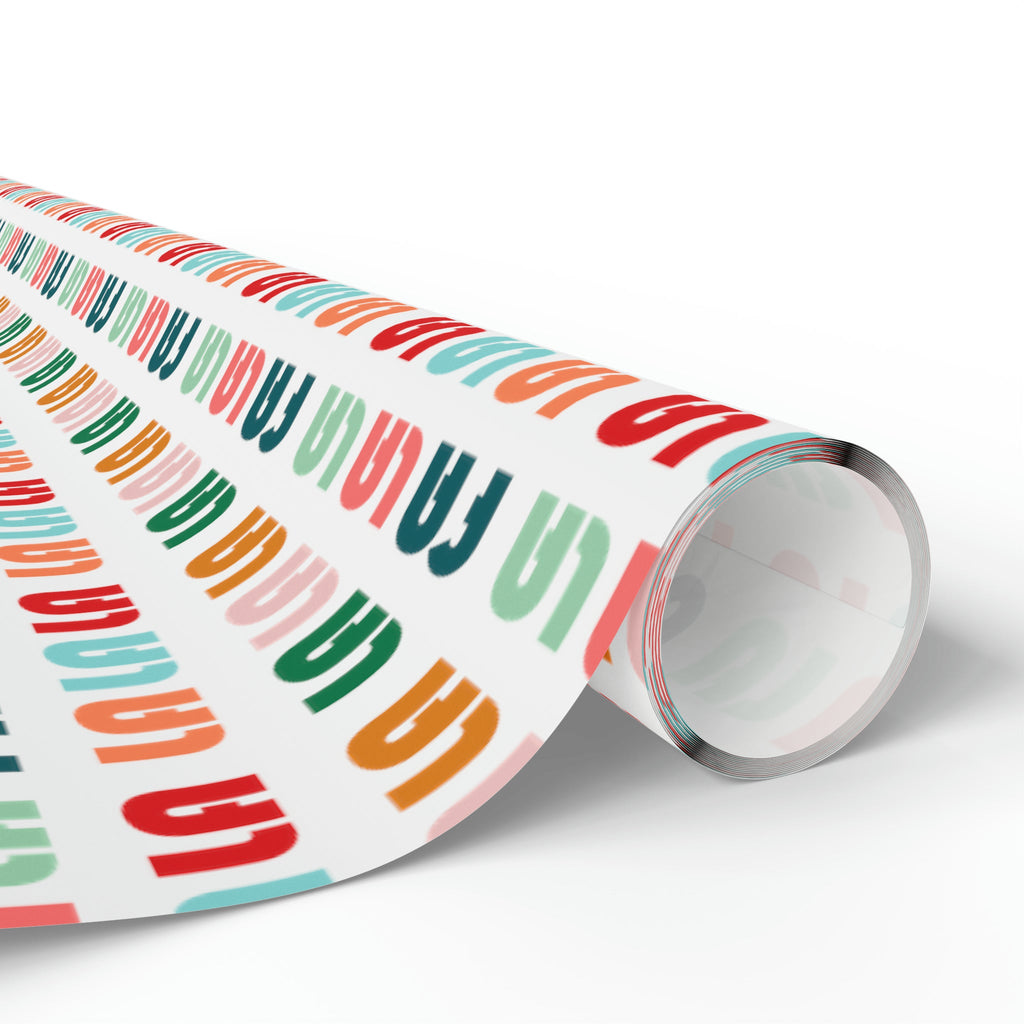 Fa La La La Retro Style Christmas Print Holiday Gift Wrap Paper - Glossy Or Matte