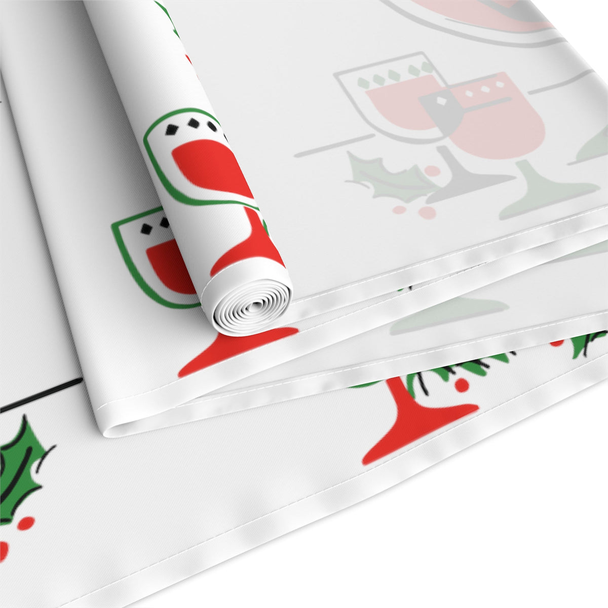 Christmas Cocktails Punchbowl 50s Mid Century Retro Christmas Print Home Decor Cotton Poly Table Runner