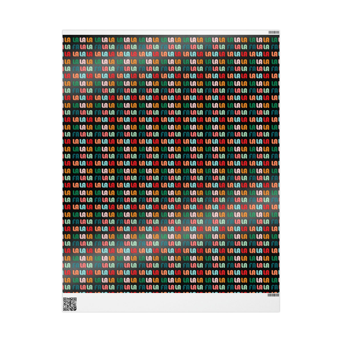Fa La La La Black Retro Style Christmas Print Holiday Gift Wrap Paper - Glossy Or Matte