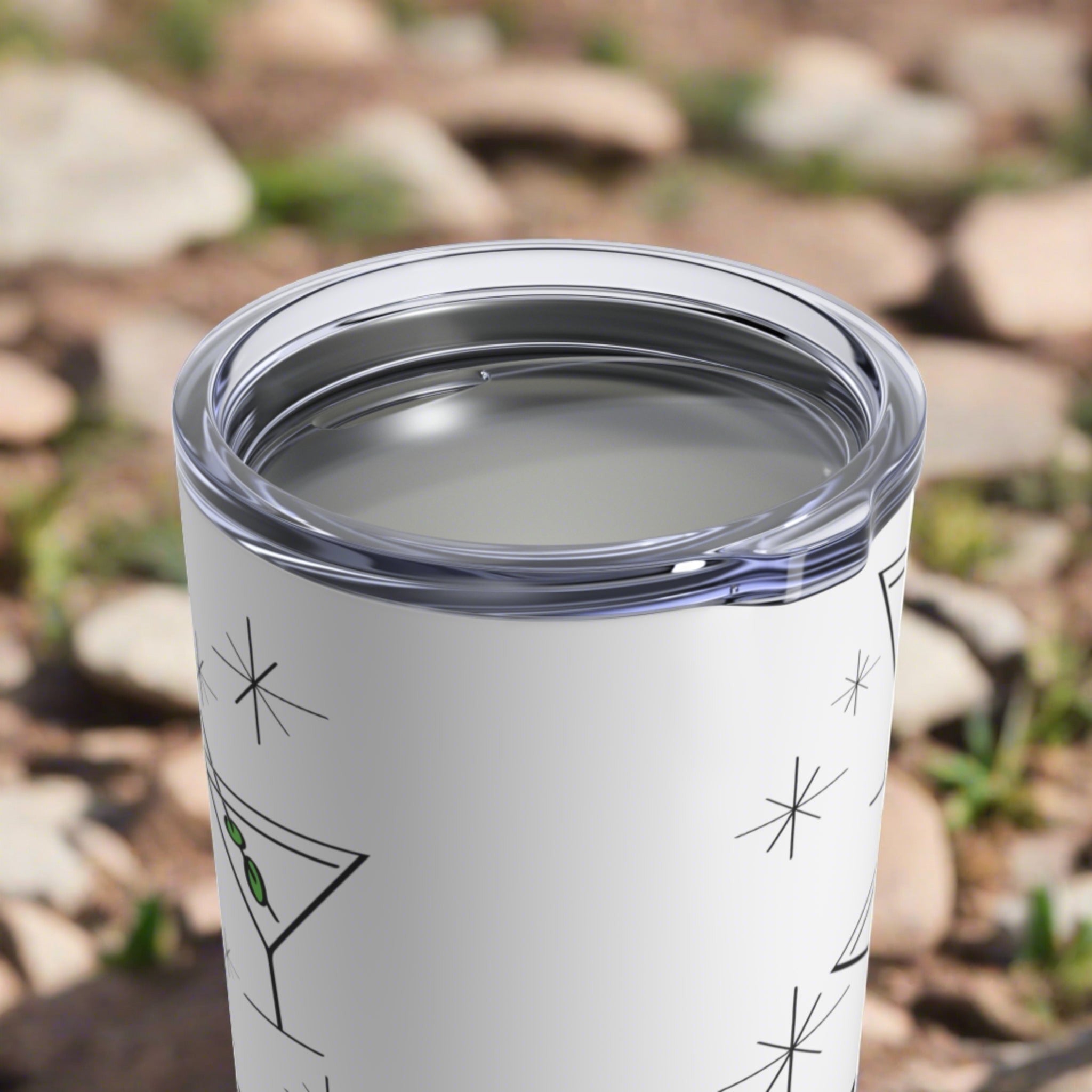 'Tini Time Martini Cocktails Atomic Mid Century Retro Style Stainless Steel Tumbler 10oz