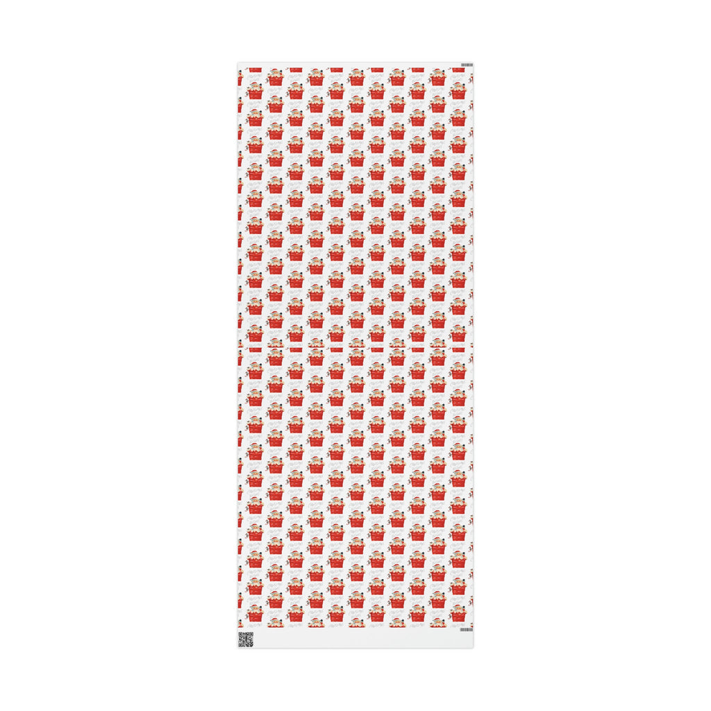 Christmas Wishes Santa In Chimney Mid Century Retro Christmas Style Holiday Gift Wrap Paper - Glossy Or Matte