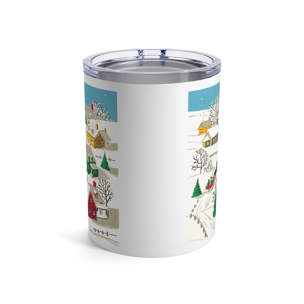 Cozy Winter Village Town Retro Christmas Print Stainless Steel Tumbler 10oz