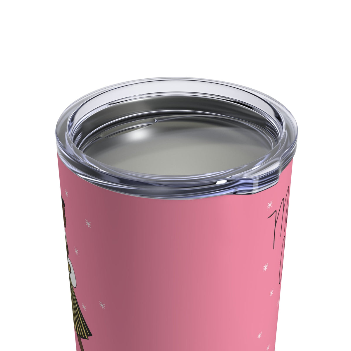 Merry Christmas Lady Retro Pink Christmas Print Stainless Steel Tumbler 10oz