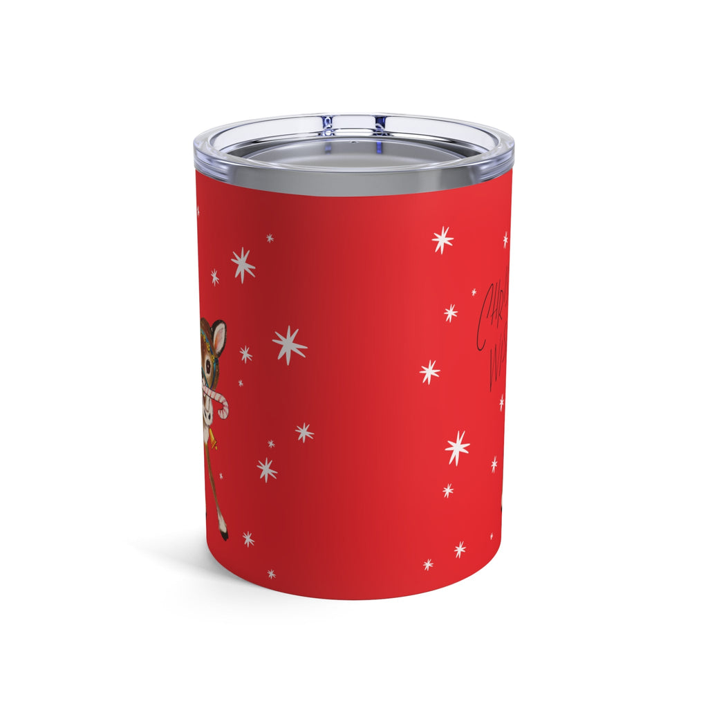 Christmas Wishes Reindeer Stars Retro Red Christmas Print Stainless Steel Tumbler 10oz