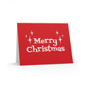 Merry Christmas Starburst Atomic Mid Century Retro Christmas Style Red Matte Greeting Cards (8, 16, and 24 pcs)