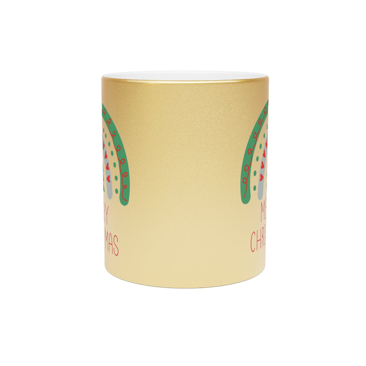 Merry Christmas Boho Rainbow Christmas Gold Metallic Mug