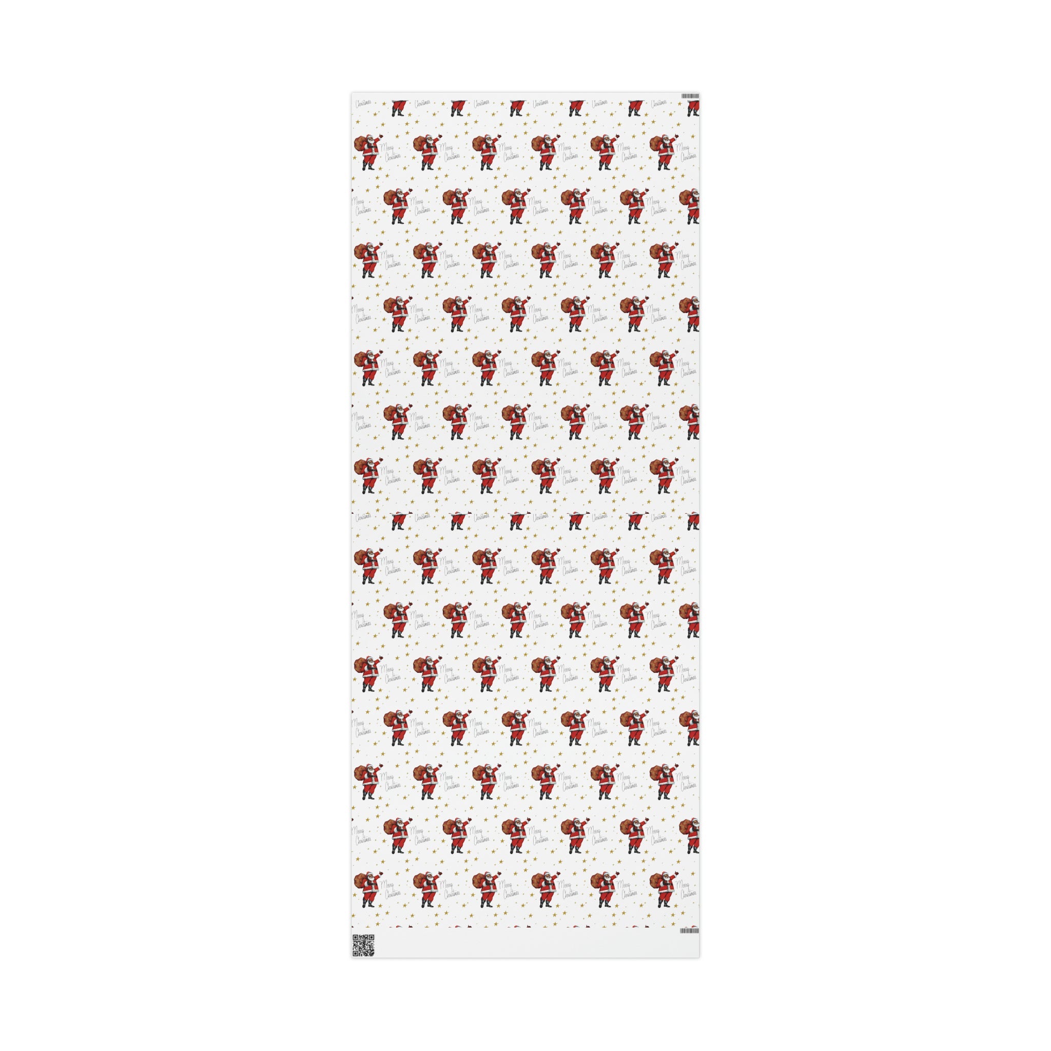 Merry Christmas Diverse Black Santa Gold Stars Retro Holiday Gift Wrap Paper - Glossy Or Matte