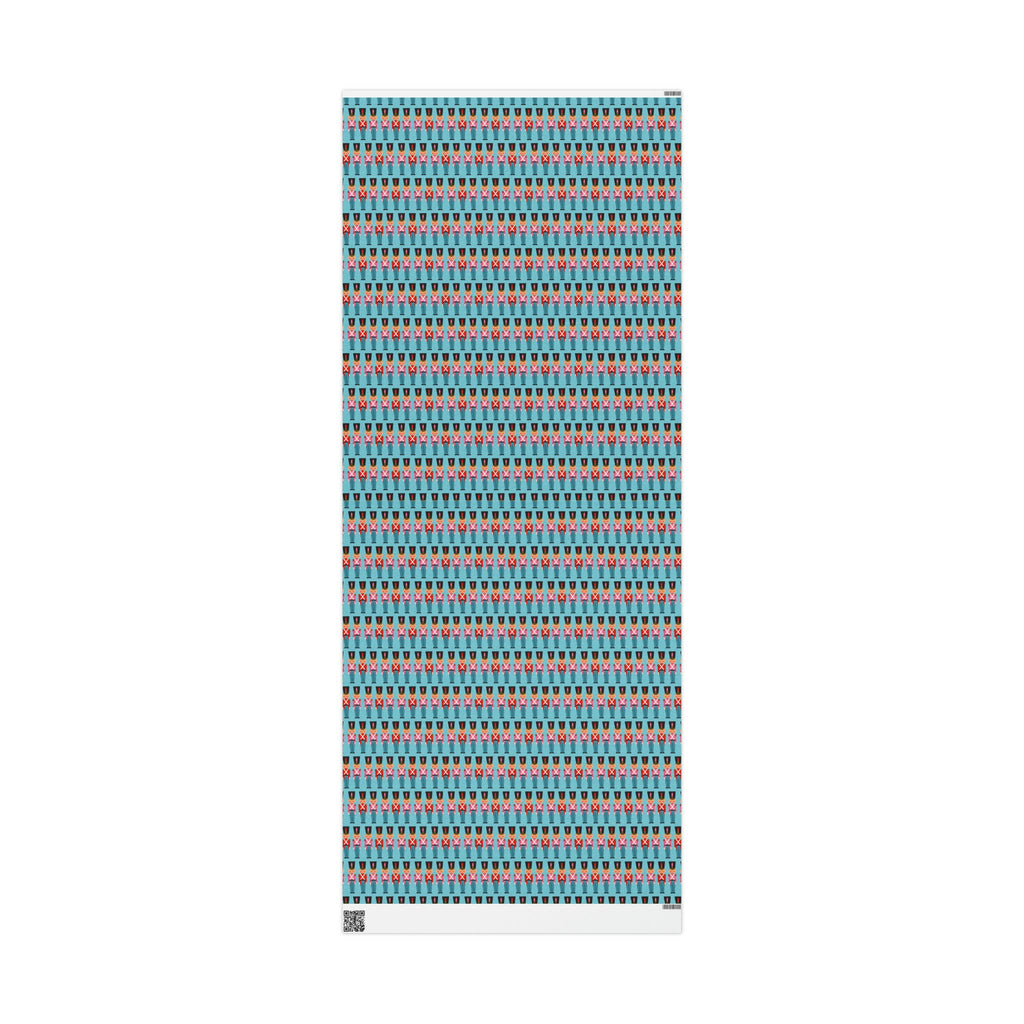 Christmas Toy Soldiers Blue Mid Century Retro Christmas Style Holiday Gift Wrap Paper - Glossy Or Matte