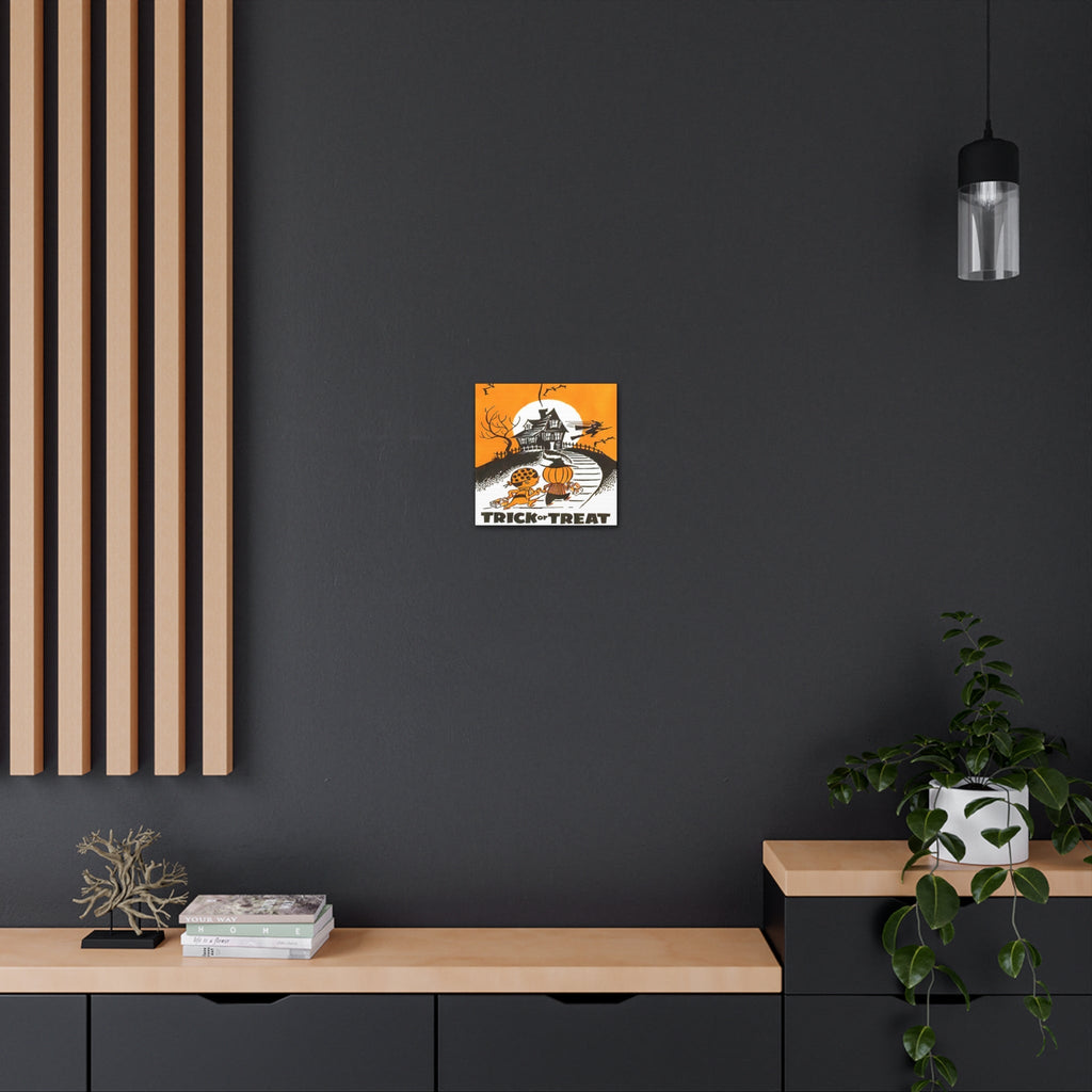 Trick Or Treat Retro Halloween Print Canvas Gallery Wrap