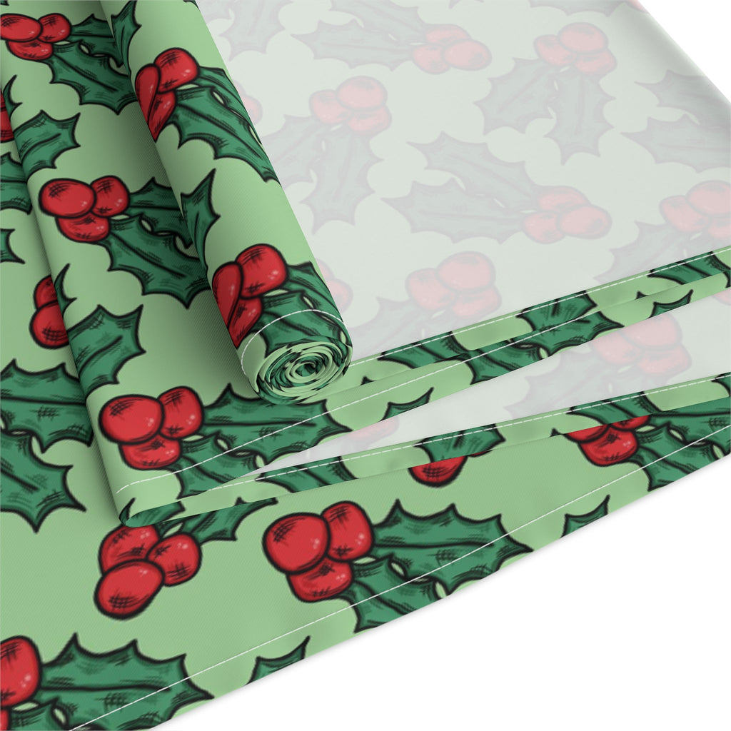 Cute Christmas Holly Christmas Print Home Decor Cotton Poly Table Runner