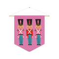Christmas Toy Soldiers Pink Mid Century Retro Christmas Print Wall Hanging Banner Flag