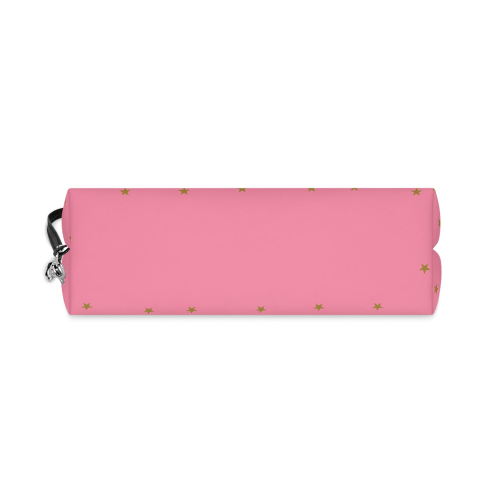 Reindeer Gold Stars Pink Mid Century Retro Christmas Print Travel Cosmetic Makeup Bag