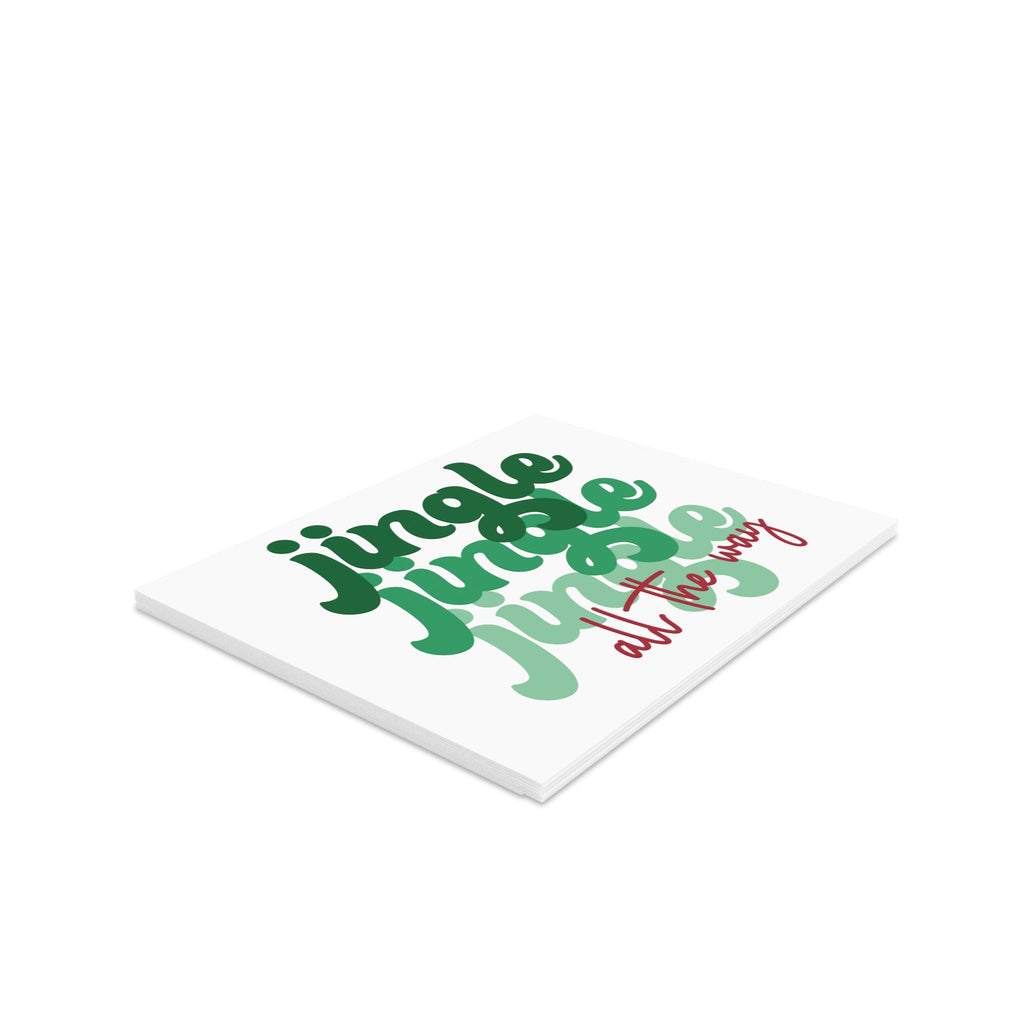 Jingle Jingle Jingle All The Way Christmas Retro Style Matte Greeting Cards (8, 16, and 24 pcs)