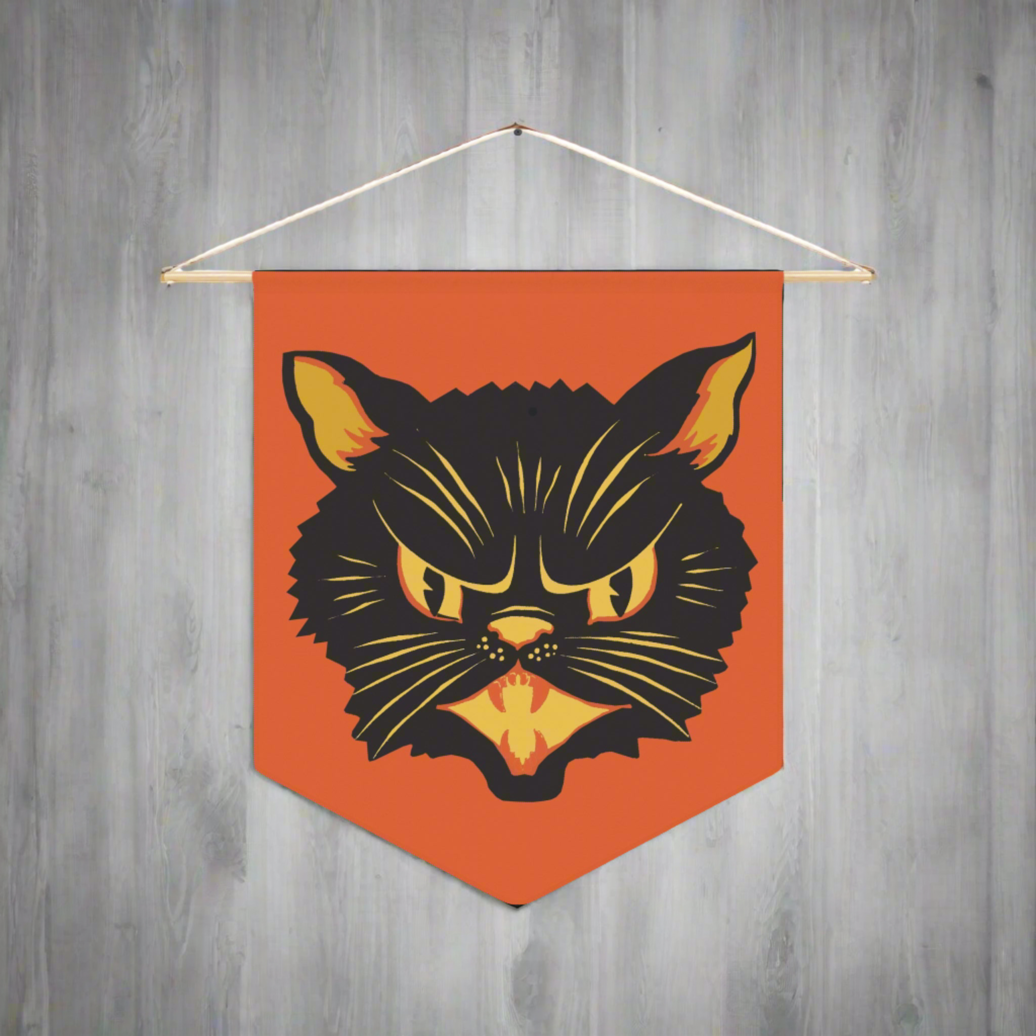 Retro Black Cat Vintage Halloween Wall Hanging Fall Decor Pennant Banner