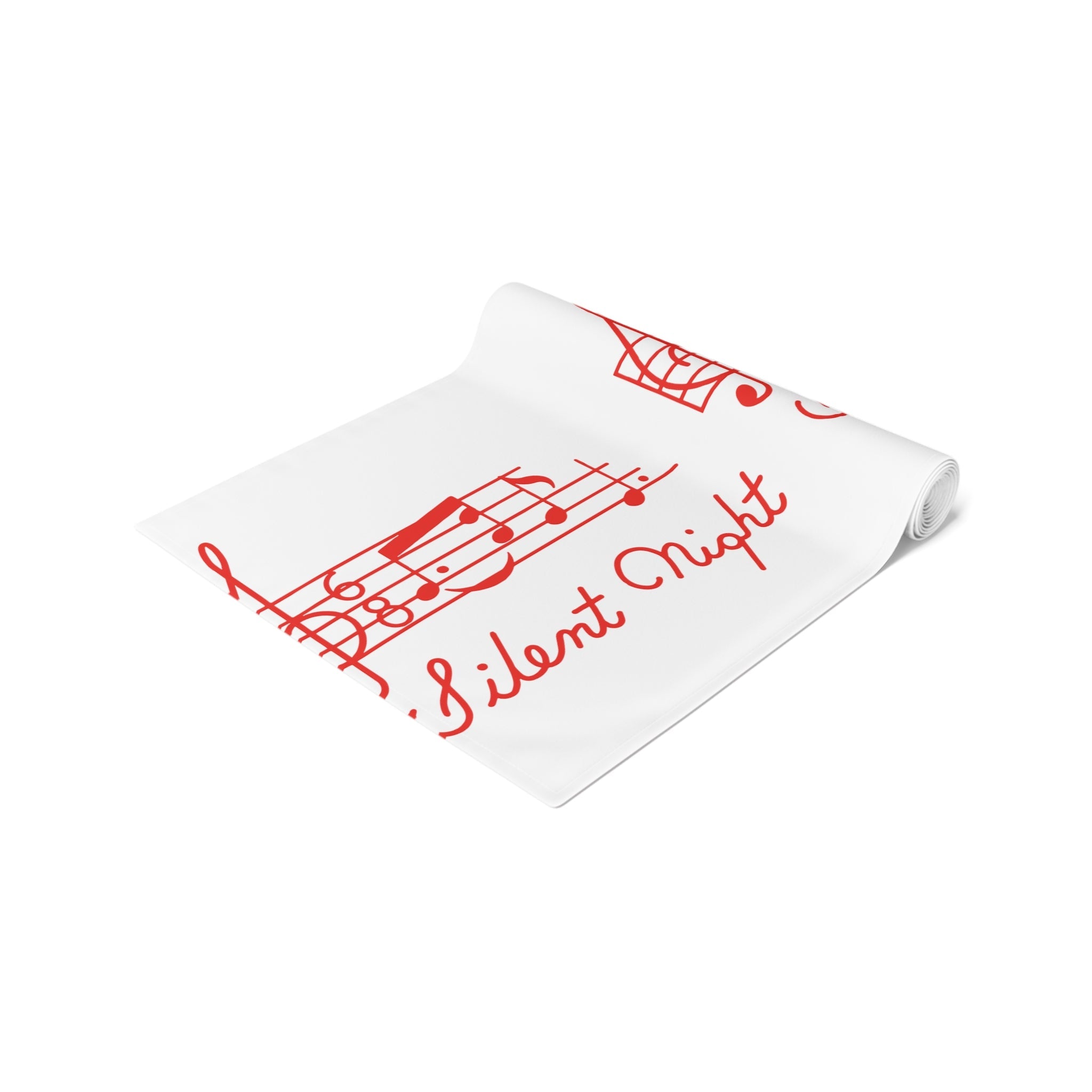 Silent Night Sheet Music 50s Mid Century Retro Christmas Print Home Decor Cotton Poly Table Runner