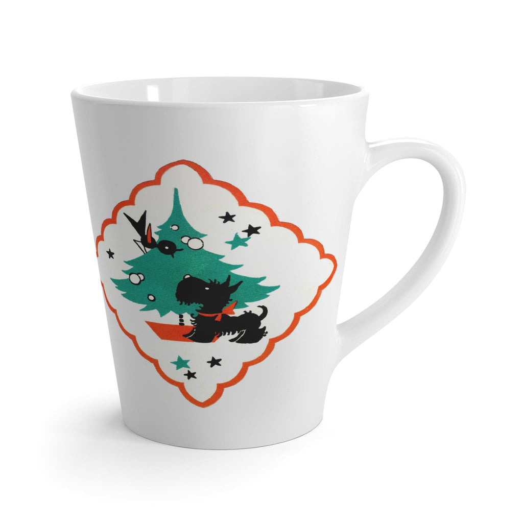 Christmas Scottie Dog Retro Christmas Print Latte Coffee Mug