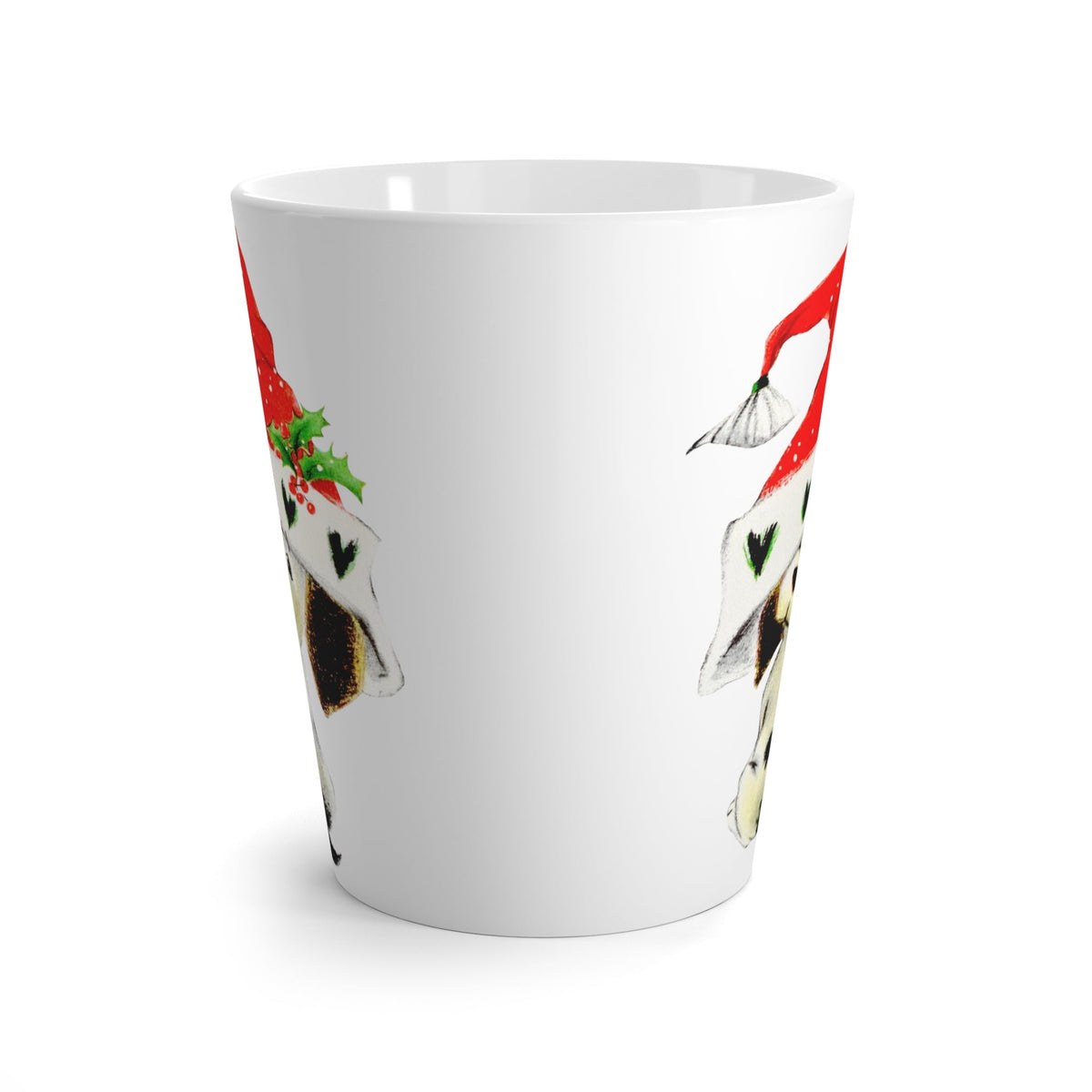 Christmas Dalmation Puppy In Santa Hat Mid Century Retro Christmas Print Latte Coffee Mug