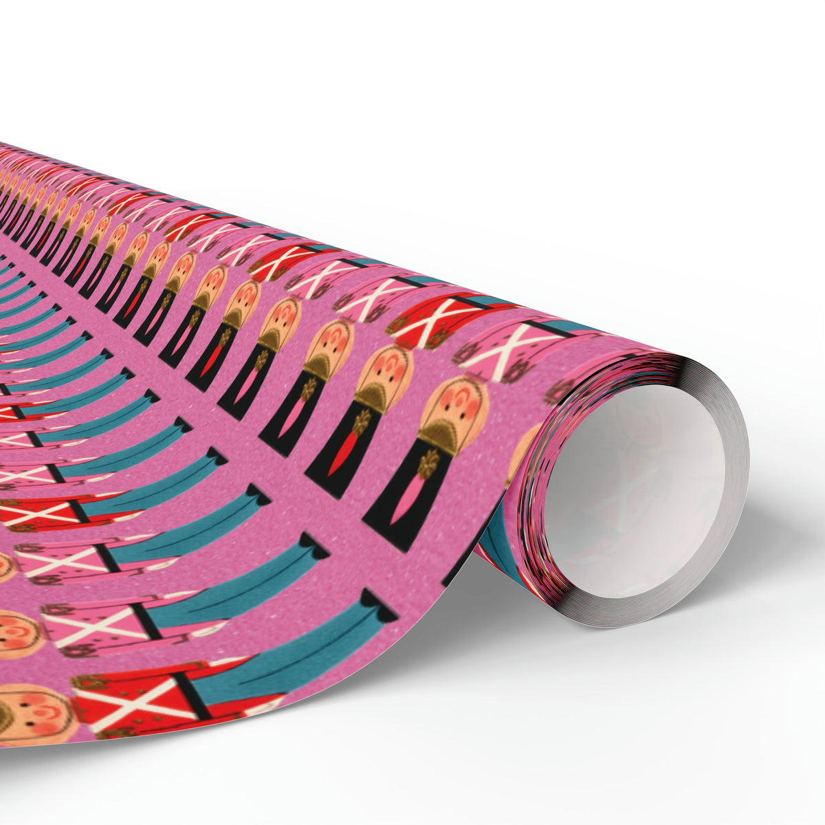 Christmas Toy Soldiers Pink Mid Century Retro Christmas Style Holiday Gift Wrap Paper - Glossy Or Matte