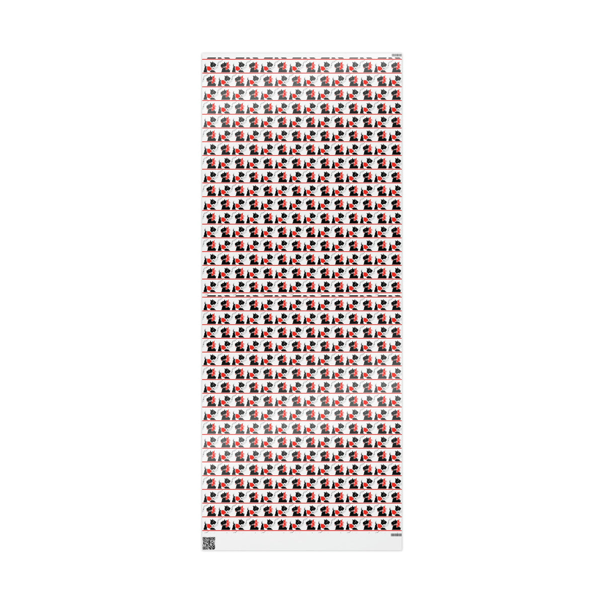 Best Wishes Christmas Scotties Mid Century Retro Christmas Print Holiday Gift Wrap Paper - Glossy Or Matte