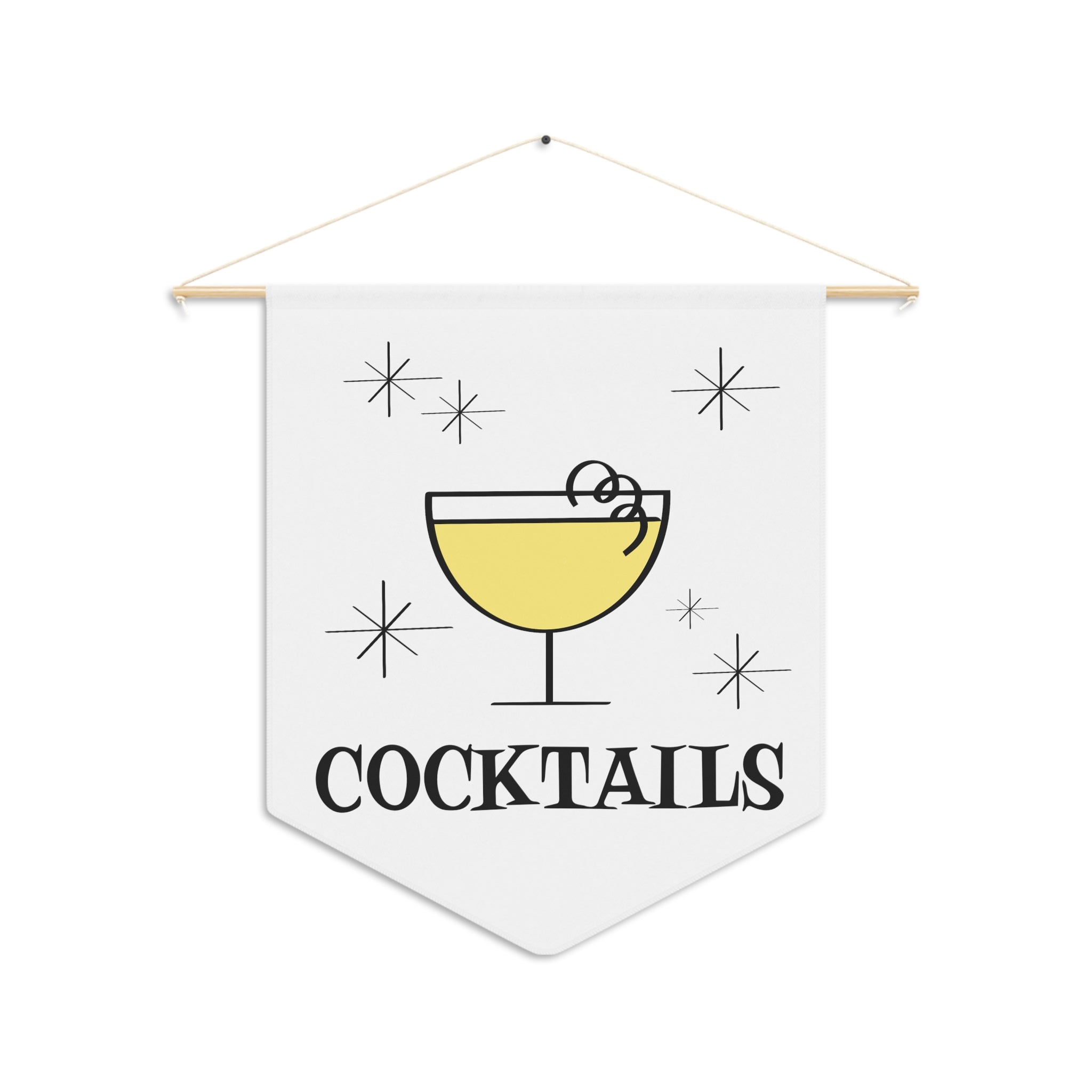 Cocktails Mid Century Retro Style Wall Hanging Banner Flag