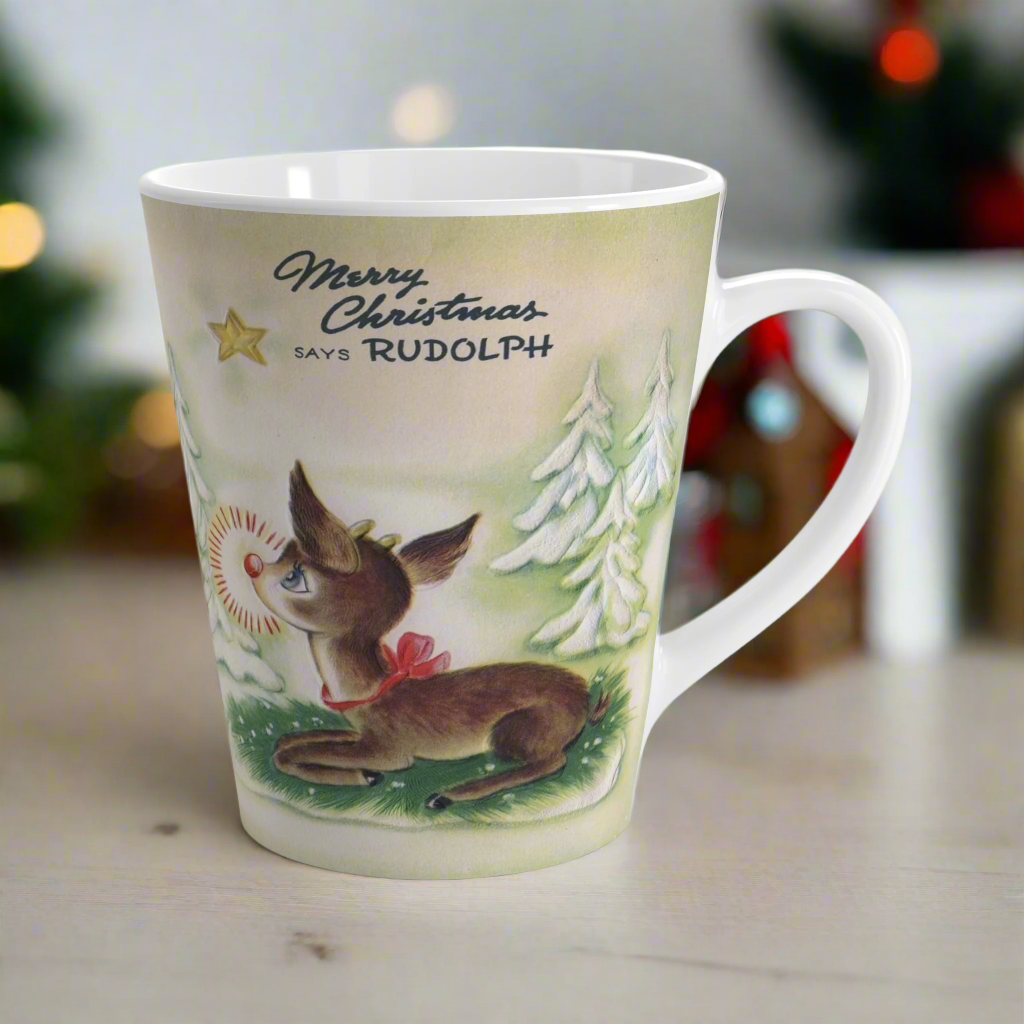 Merry Christmas Says Rudolph Retro Glossy Coffee Mug