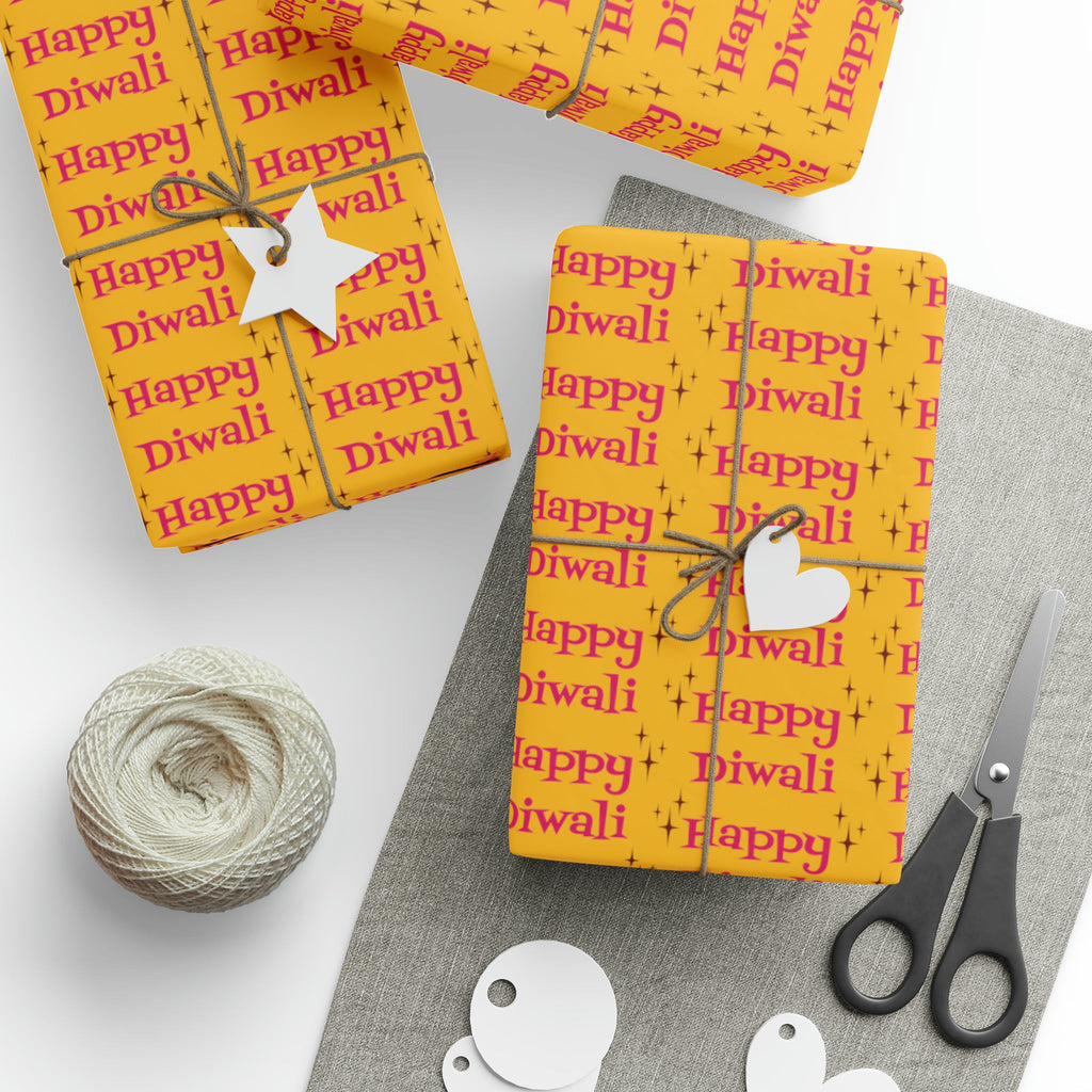 Happy Diwali Starburst Atomic Mid Century Retro Style Holiday Gift Wrap Paper - Glossy Or Matte
