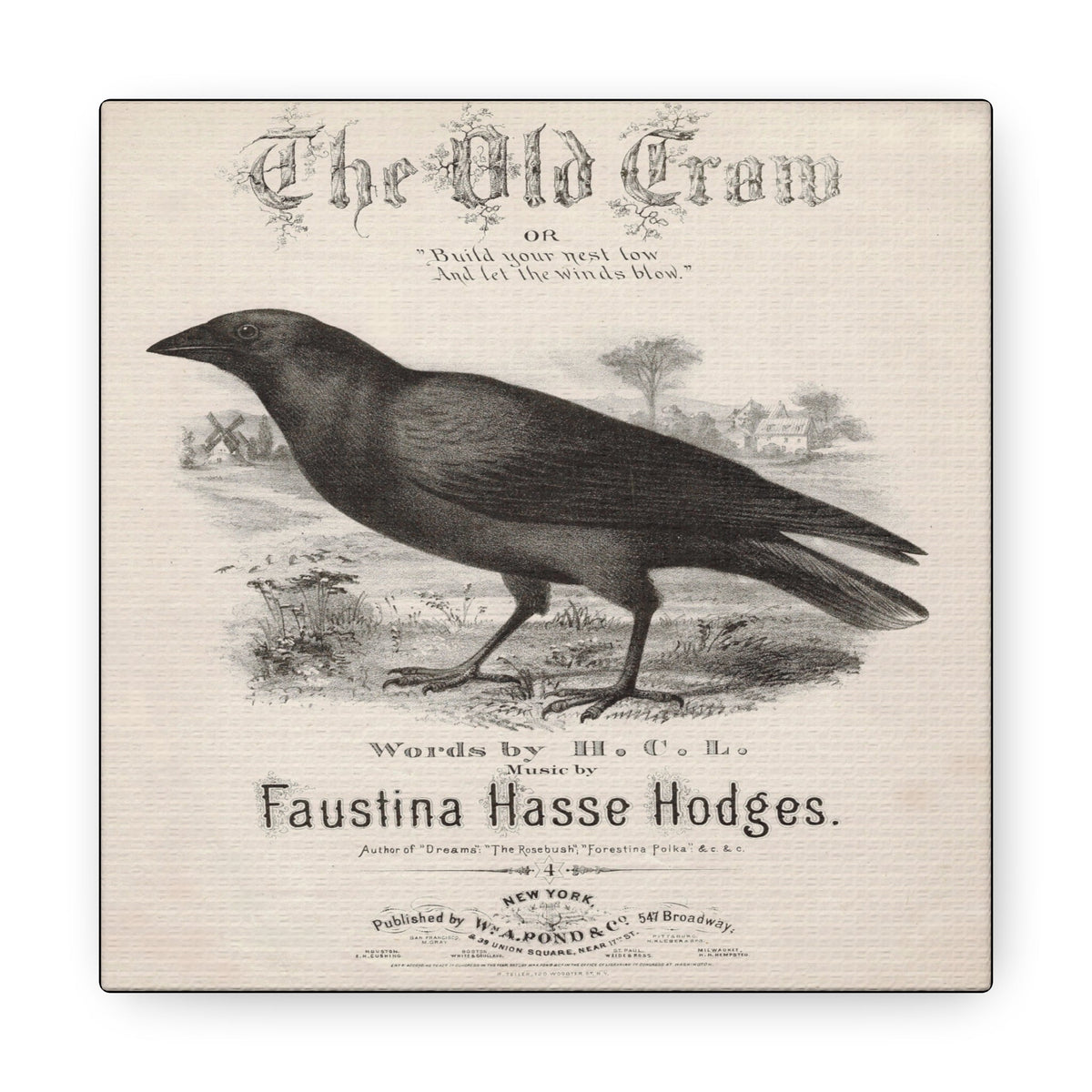 The Old Crow Retro Sheet Music Cover Print Canvas Gallery Wraps