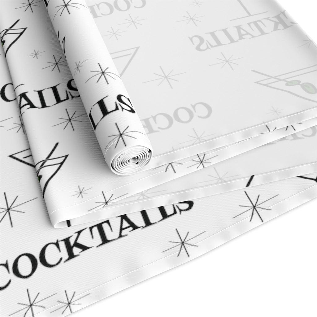 Martini Cocktails Atomic Mid Century Retro Style Print Cotton Poly Table Runner