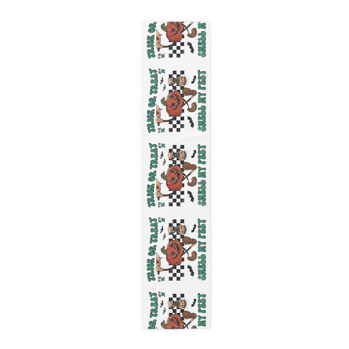 Trick Or Treat Smell My Feet Jack O Lantern Halloween Print Decor Cotton Poly Table Runner