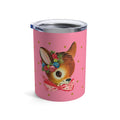 Reindeer Gold Stars Retro Pink Christmas Print Stainless Steel Tumbler 10oz