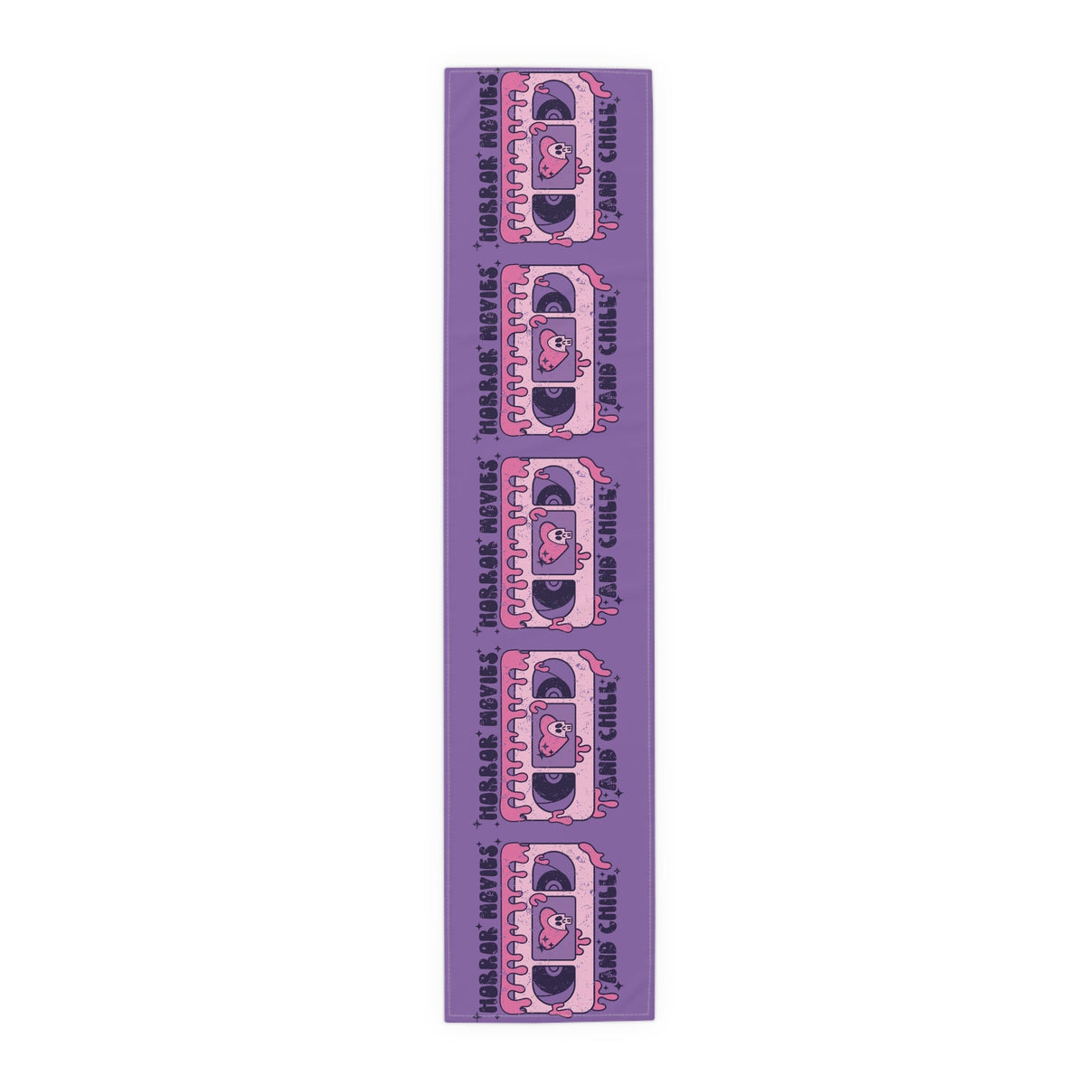 Horror Movies And Chill Distressed Halloween Purple Decor Cotton Poly Table Runner
