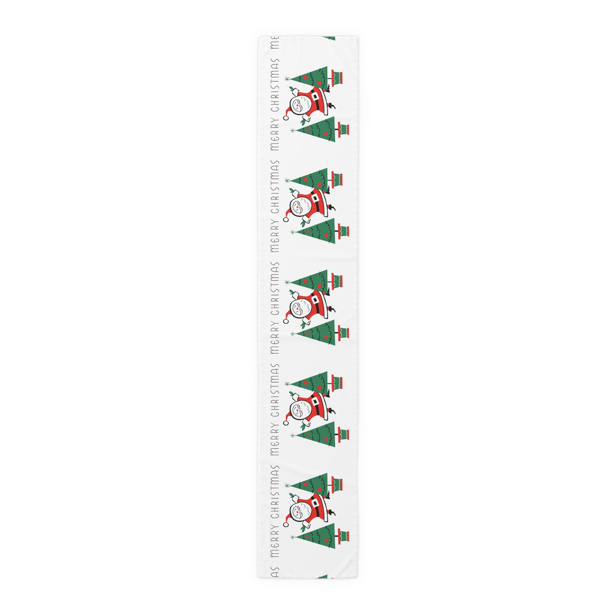 Merry Christmas Santa Christmas Trees Mid Century Retro Style Christmas Decor Red Cotton Poly Table Runner