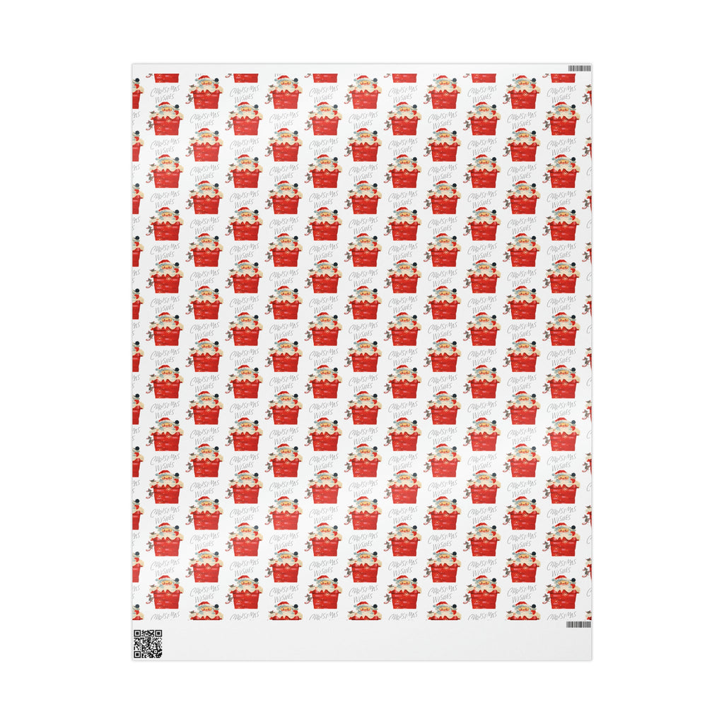 Christmas Wishes Santa In Chimney Mid Century Retro Christmas Style Holiday Gift Wrap Paper - Glossy Or Matte