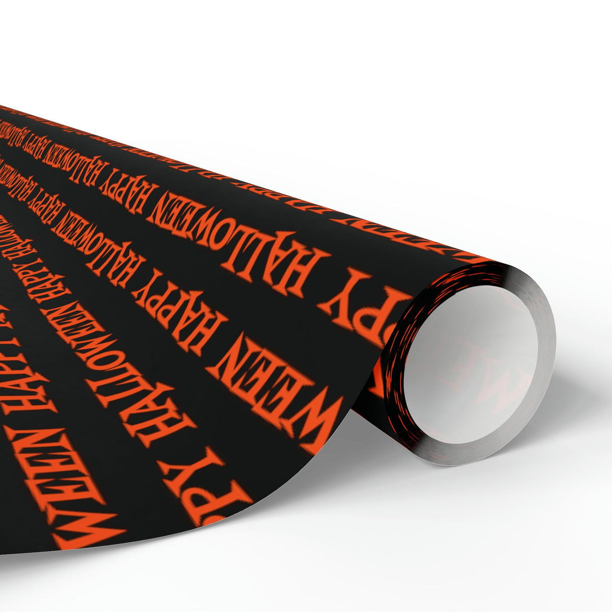 Happy Halloween Orange And Black Atomic Mid Century Retro Style Halloween Holiday Gift Wrap Paper - Glossy Or Matte