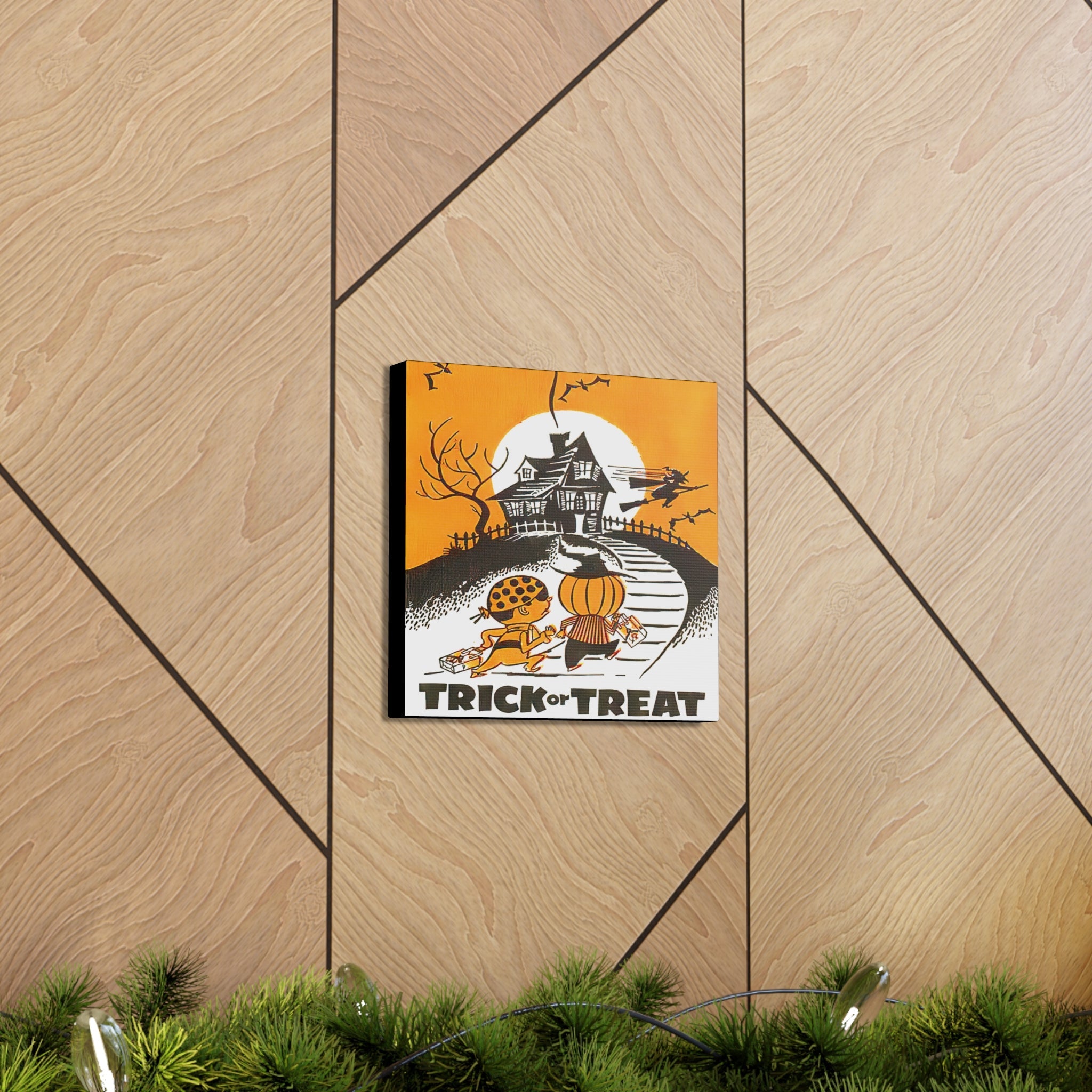 Trick Or Treat Retro Halloween Print Canvas Gallery Wrap