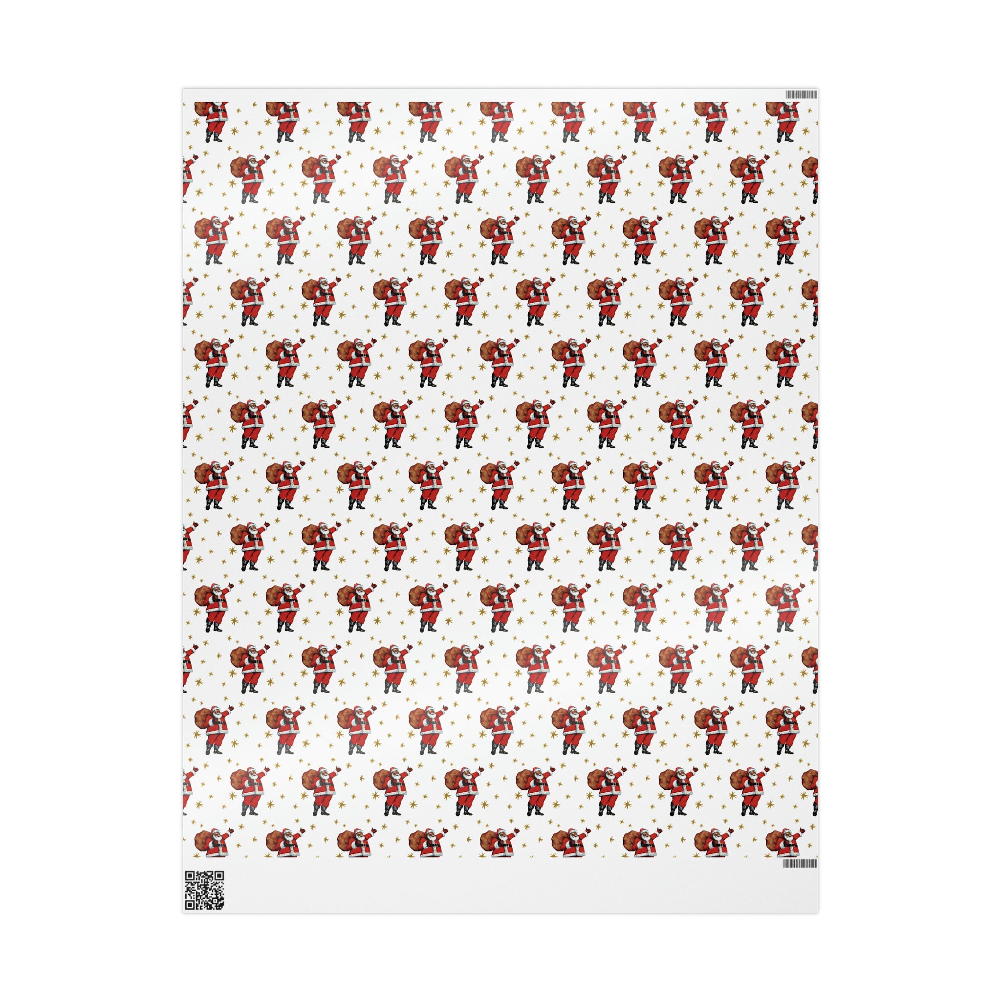 Santa Gold Stars Mid Century Retro Christmas Print Holiday Gift Wrap Paper - Glossy Or Matte