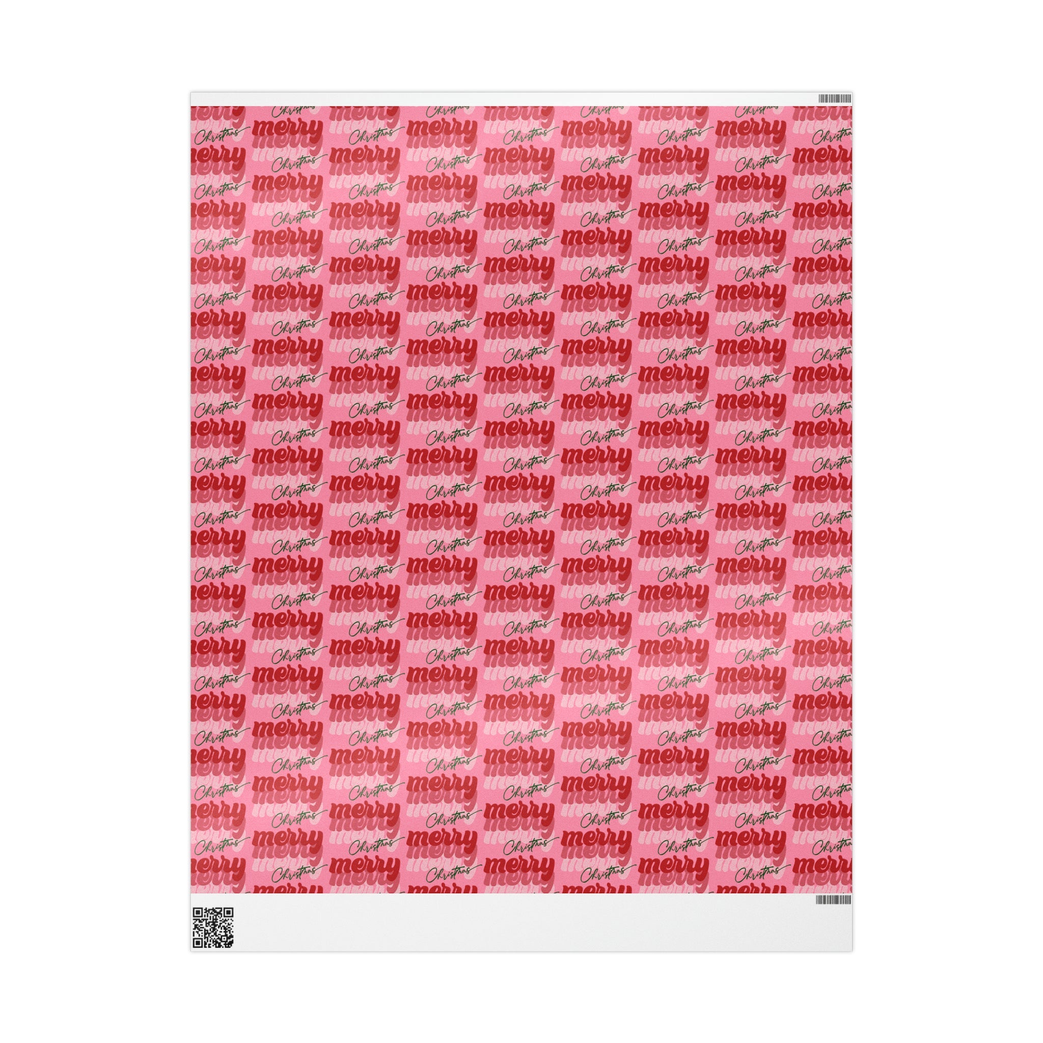 Merry Merry Merry Christmas Pink Retro Style Christmas Print Holiday Gift Wrap Paper - Glossy Or Matte